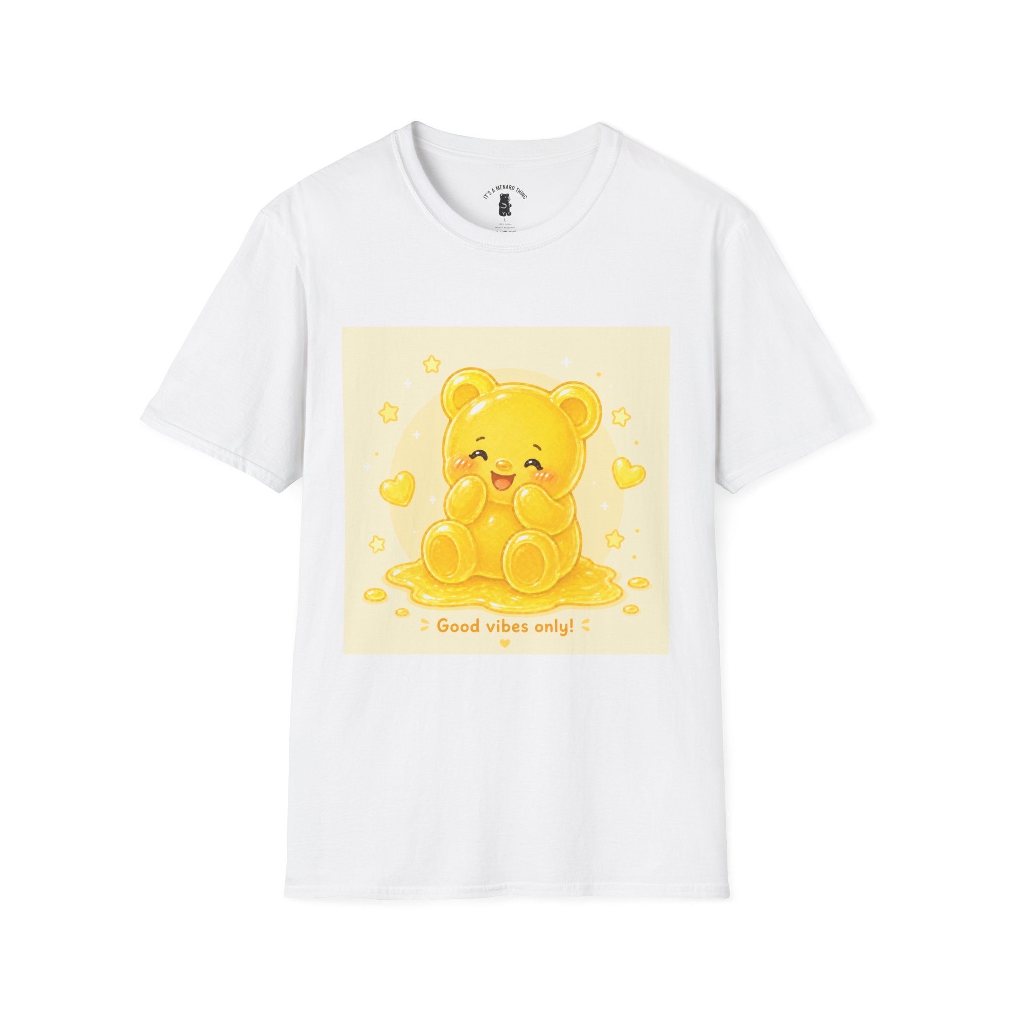 "Good Vibes Only" Yellow Gooey Gummy Bear- Cute Graphic Tee