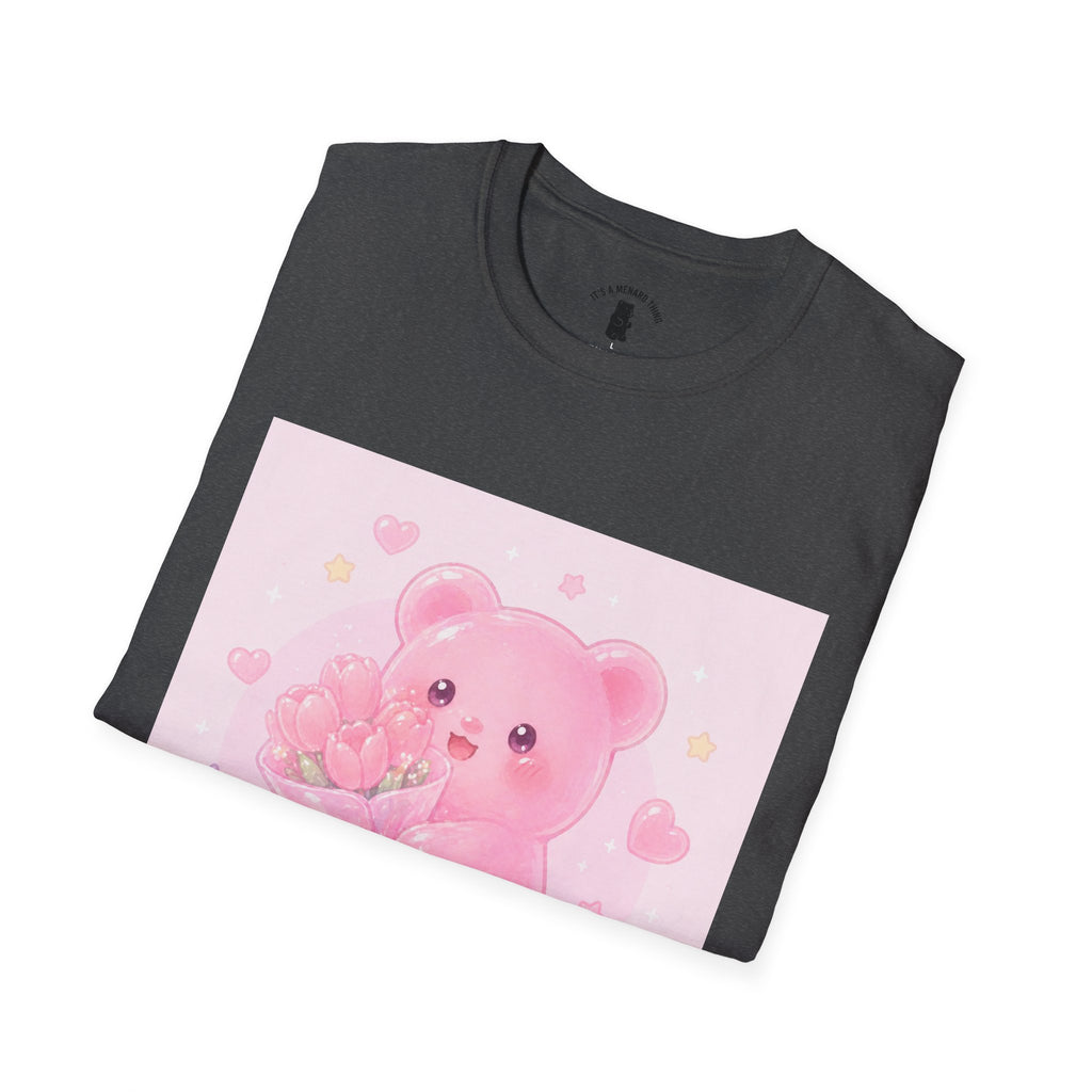 Gooey Pink Gummy Bear Bouquet T-Shirt — Kawaii Valentine Floral Tee