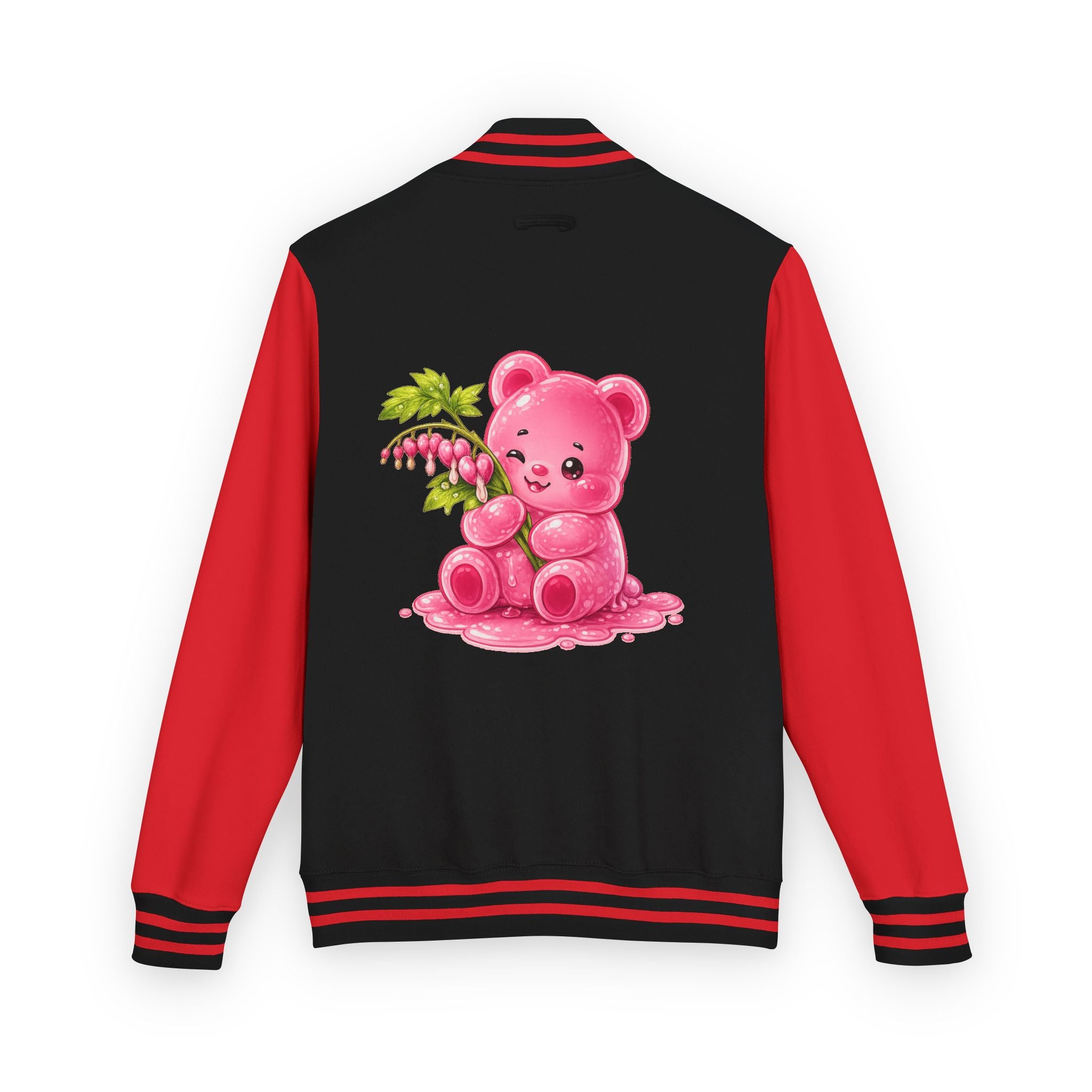 Bleeding Hearts, Pink Gooey Gummy Bear Friend  — Retro Varsity Coat