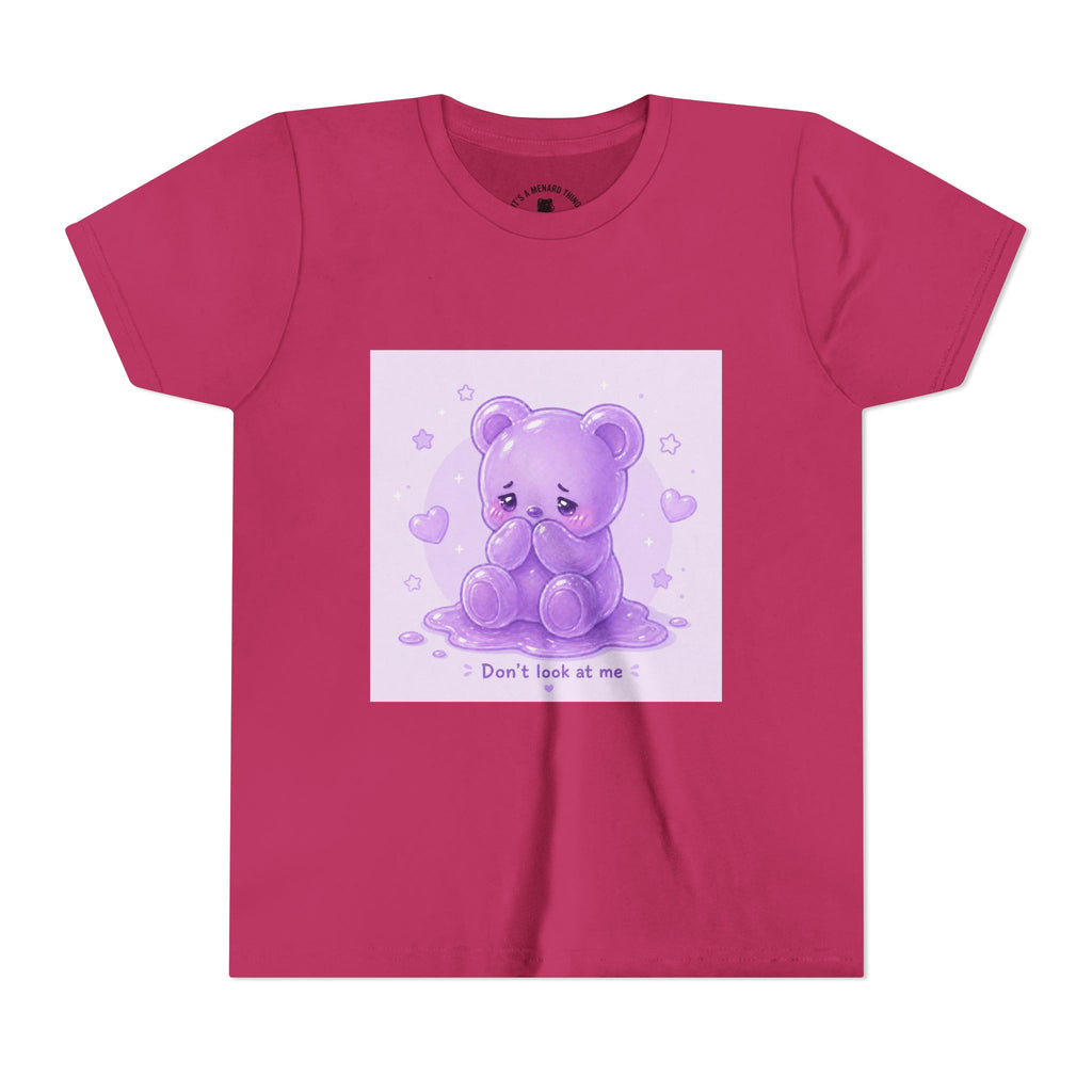 Shy Purple Gooey Gummy Bear “Don’t Look at Me” Graphic