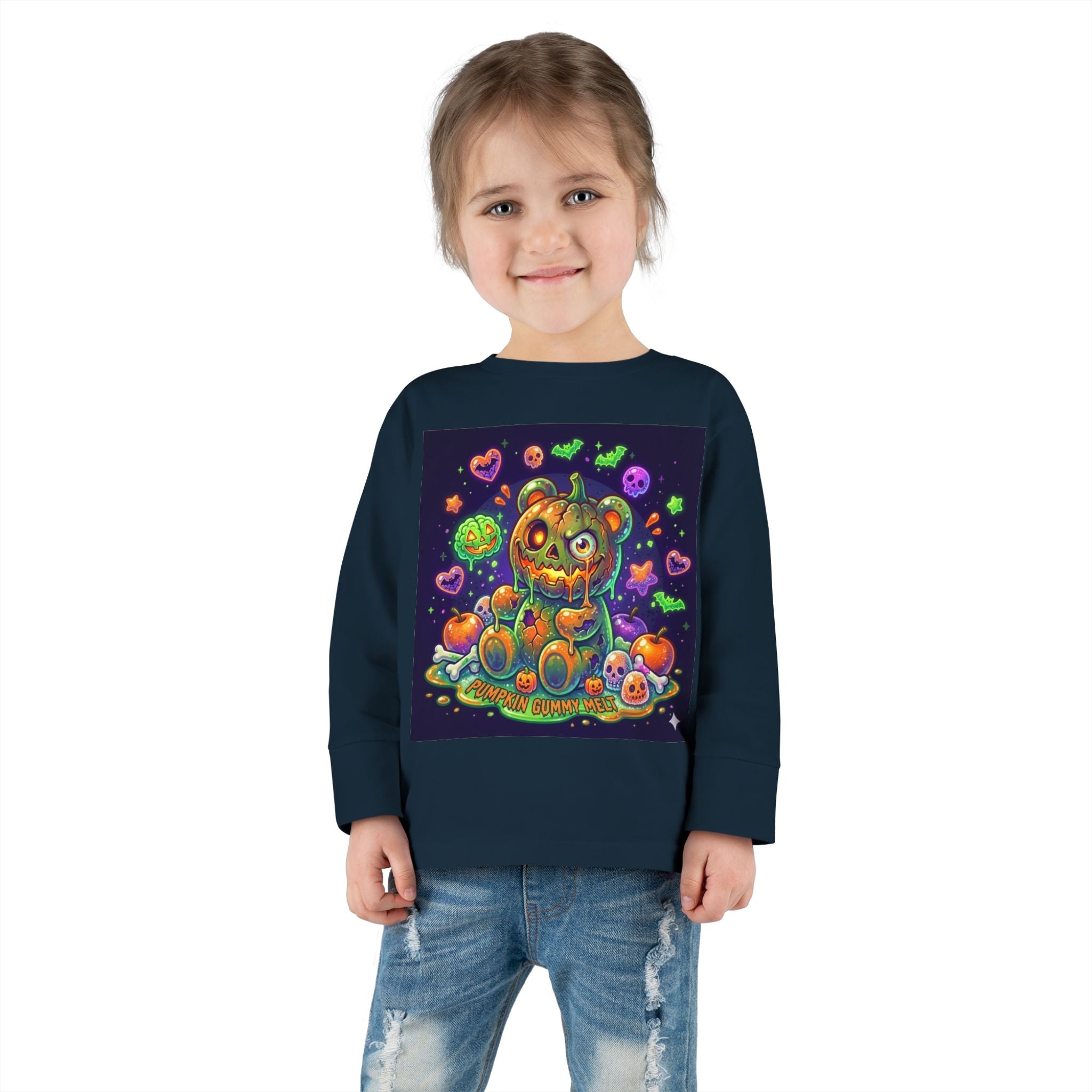Pumpkin Oozy Bear, Halloween Special- Kids Graphic Long Sleeve Shirt