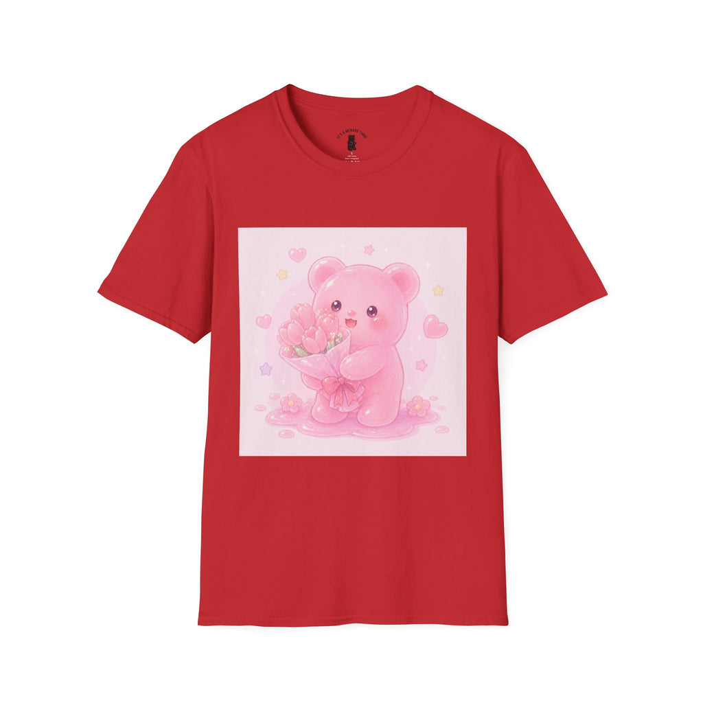 Gooey Pink Gummy Bear Bouquet T-Shirt — Kawaii Valentine Floral Tee