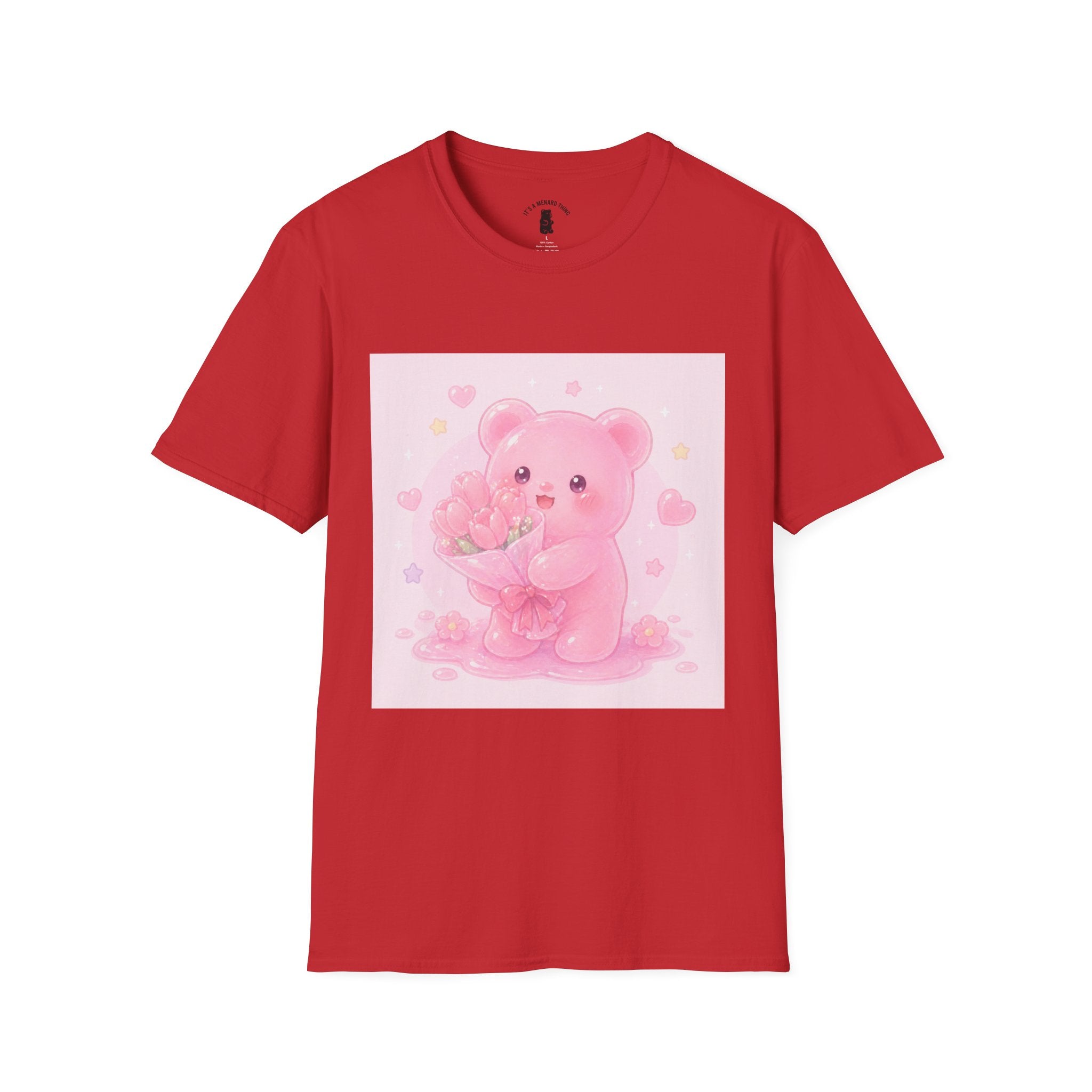 Gooey Pink Gummy Bear Bouquet T-Shirt — Kawaii Valentine Floral Tee