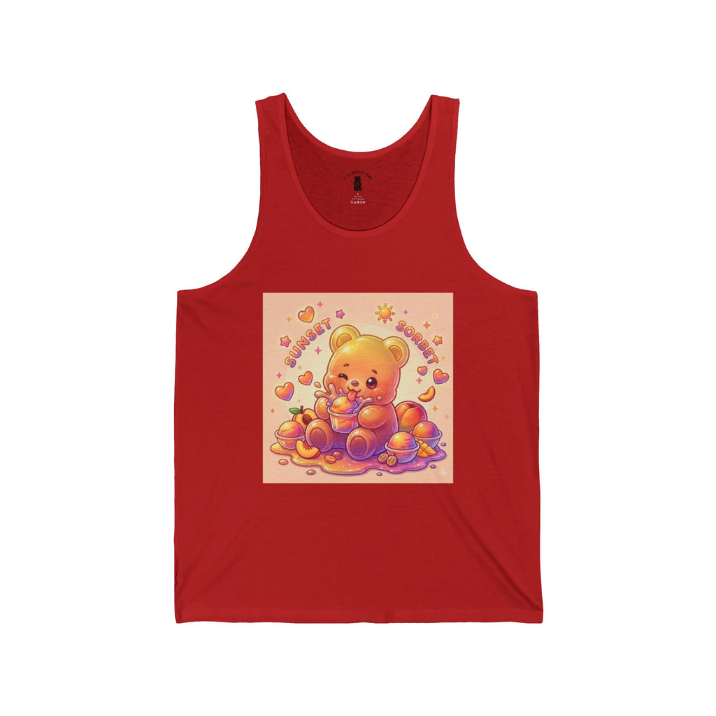 Sunset sunny Sorbet Dream, Peach Gooey Gummy Bear — Kawaii Graphic Tank Top
