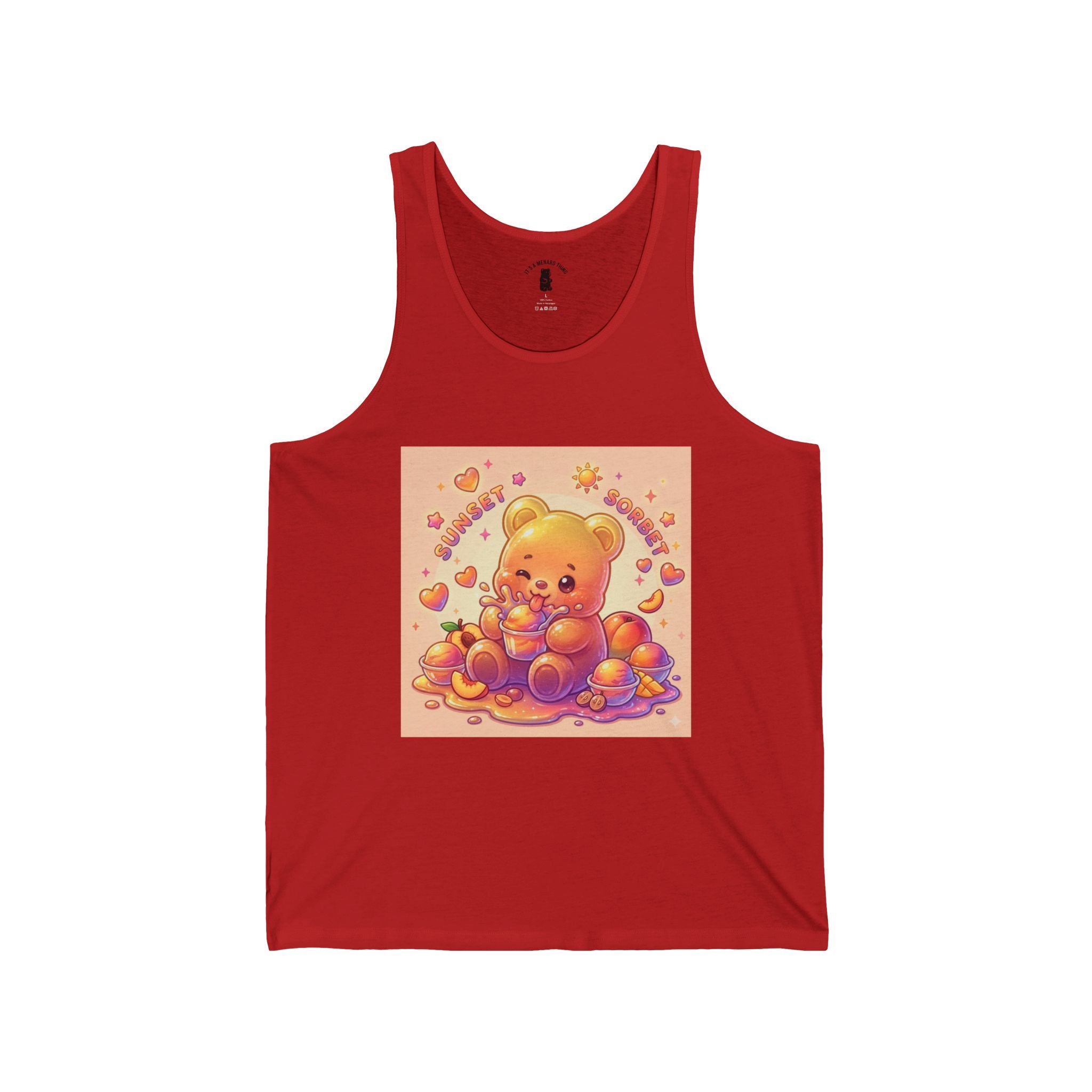 Sunset sunny Sorbet Dream, Peach Gooey Gummy Bear — Kawaii Graphic Tank Top