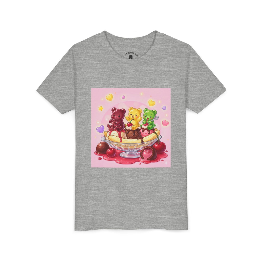 Gooey Gummy Bears on Banana Split Boat Graphic Youth T-Shirt