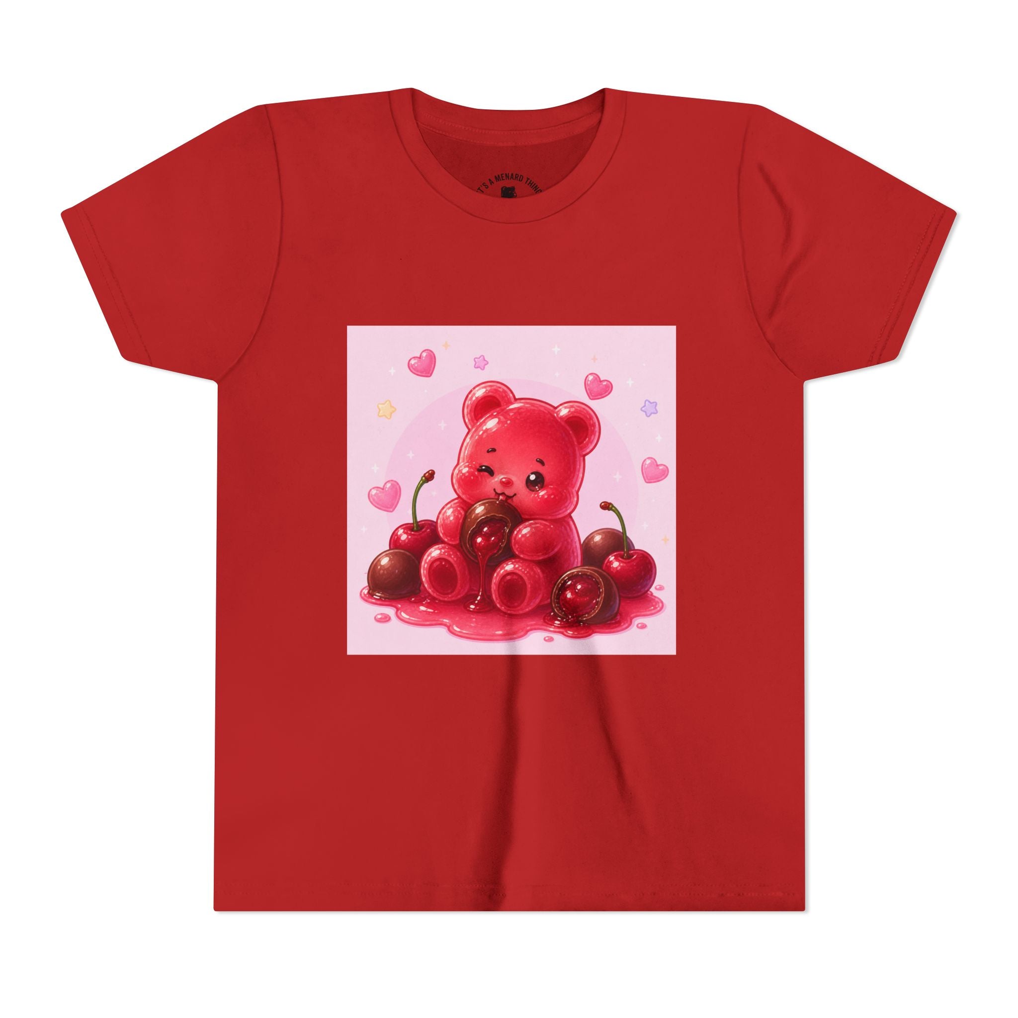 Red Gooey Gummy Bear with Chocolate & Cherries Youth T‑Shirt