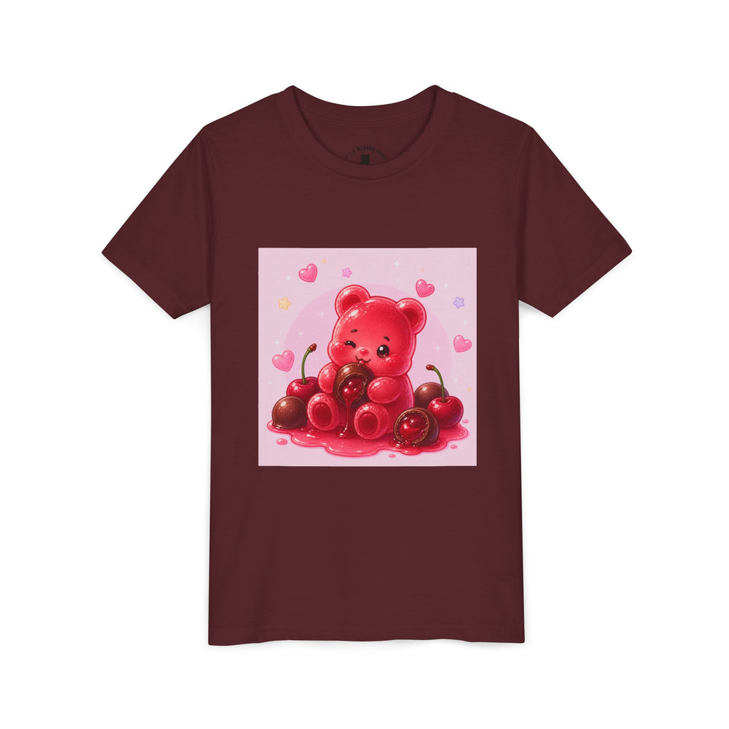 Red Gooey Gummy Bear with Chocolate & Cherries Youth T‑Shirt