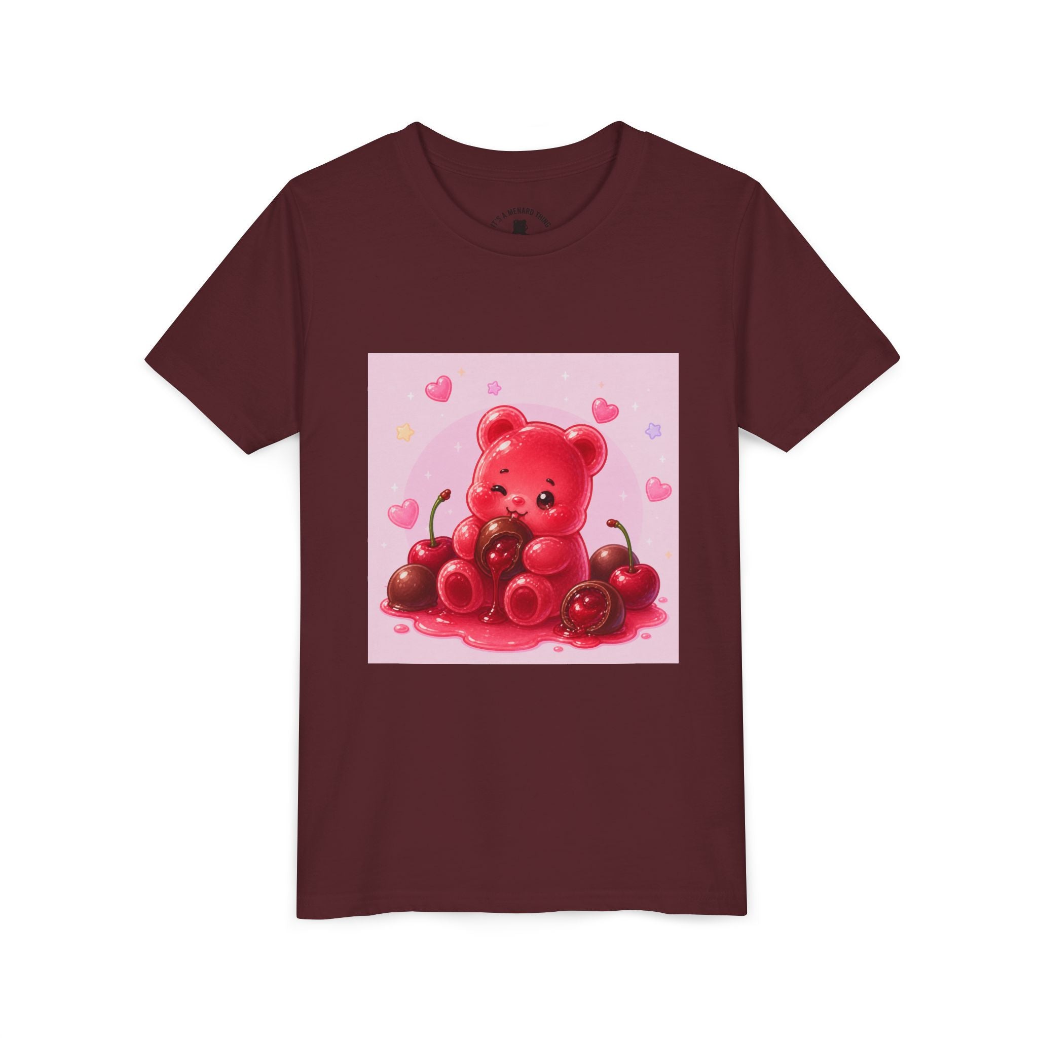 Red Gooey Gummy Bear with Chocolate & Cherries Youth T‑Shirt