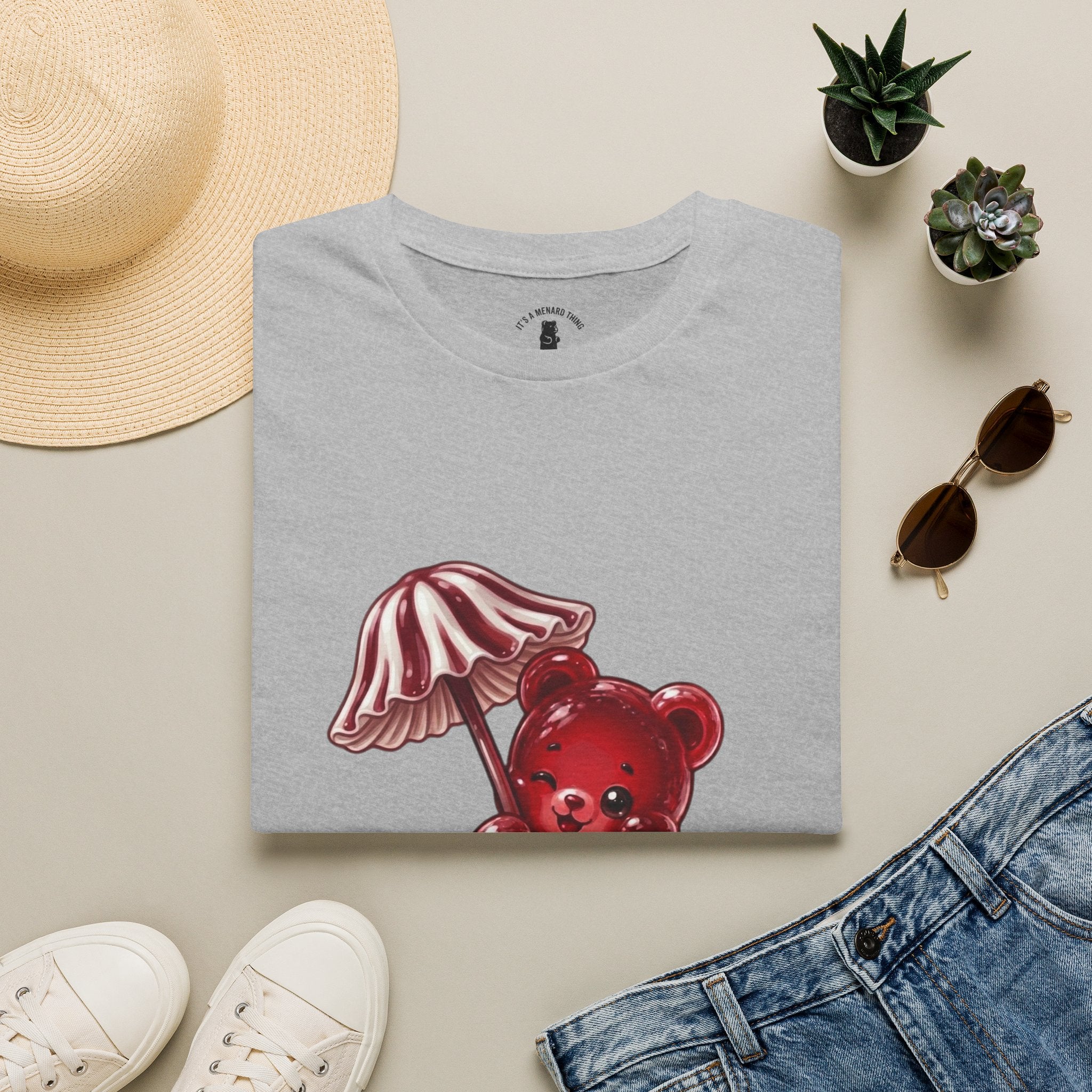 Special Red Stripped Mushroom Umbrella, Oozy Bear Gummy Friend- Graphic Shirt