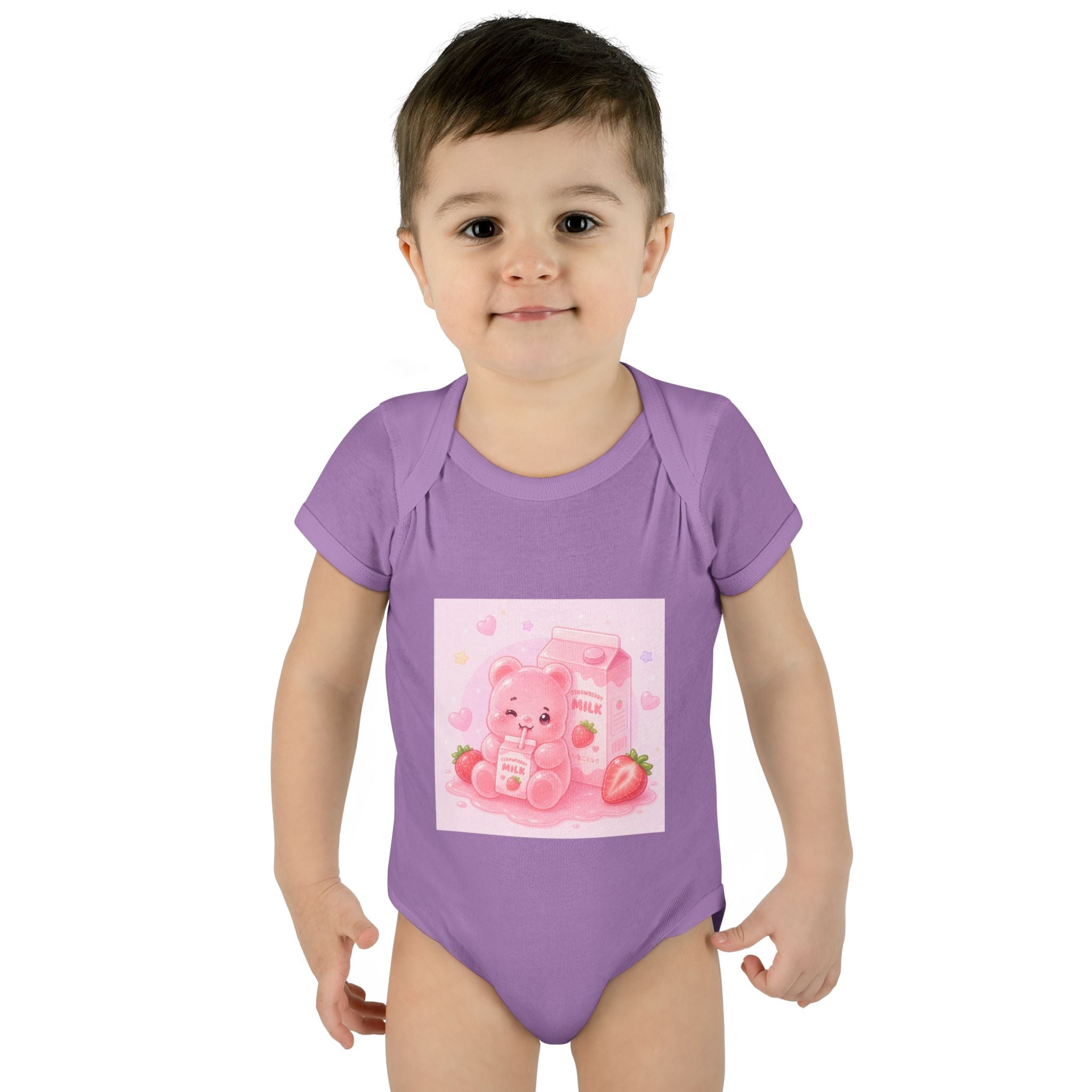 Pink Strawberry Milk Gooey Gummy Bear Infant Bodysuit