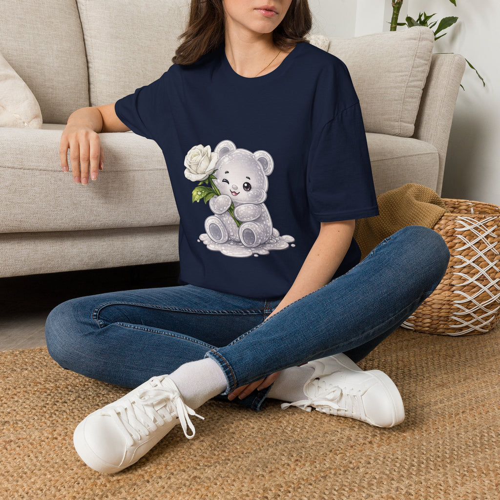 Beautiful Blooming White Rose, Oozy Bear Gummy Special Flower Addition- Graphic Shirt