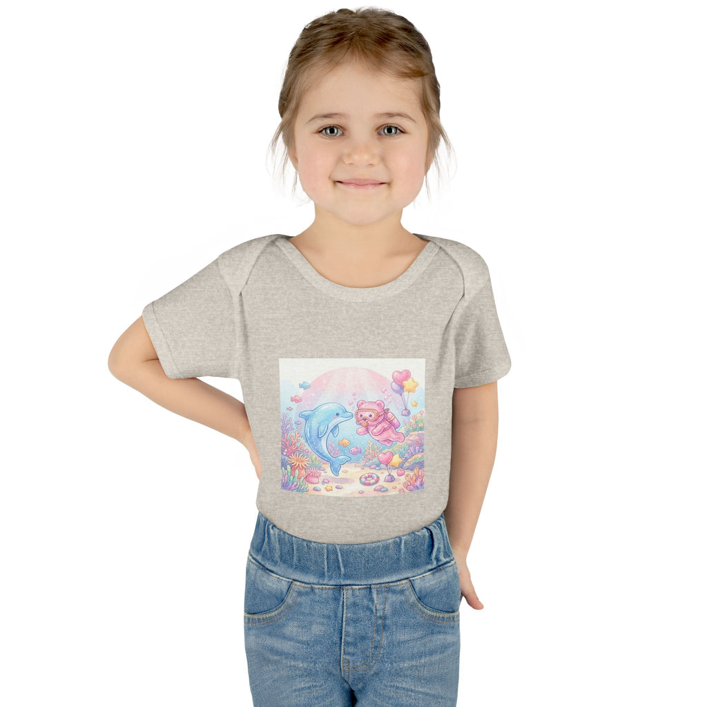 Infant Bodysuit — Pastel Dolphin & Pink Gummy Bear Underwater Baby Onesie