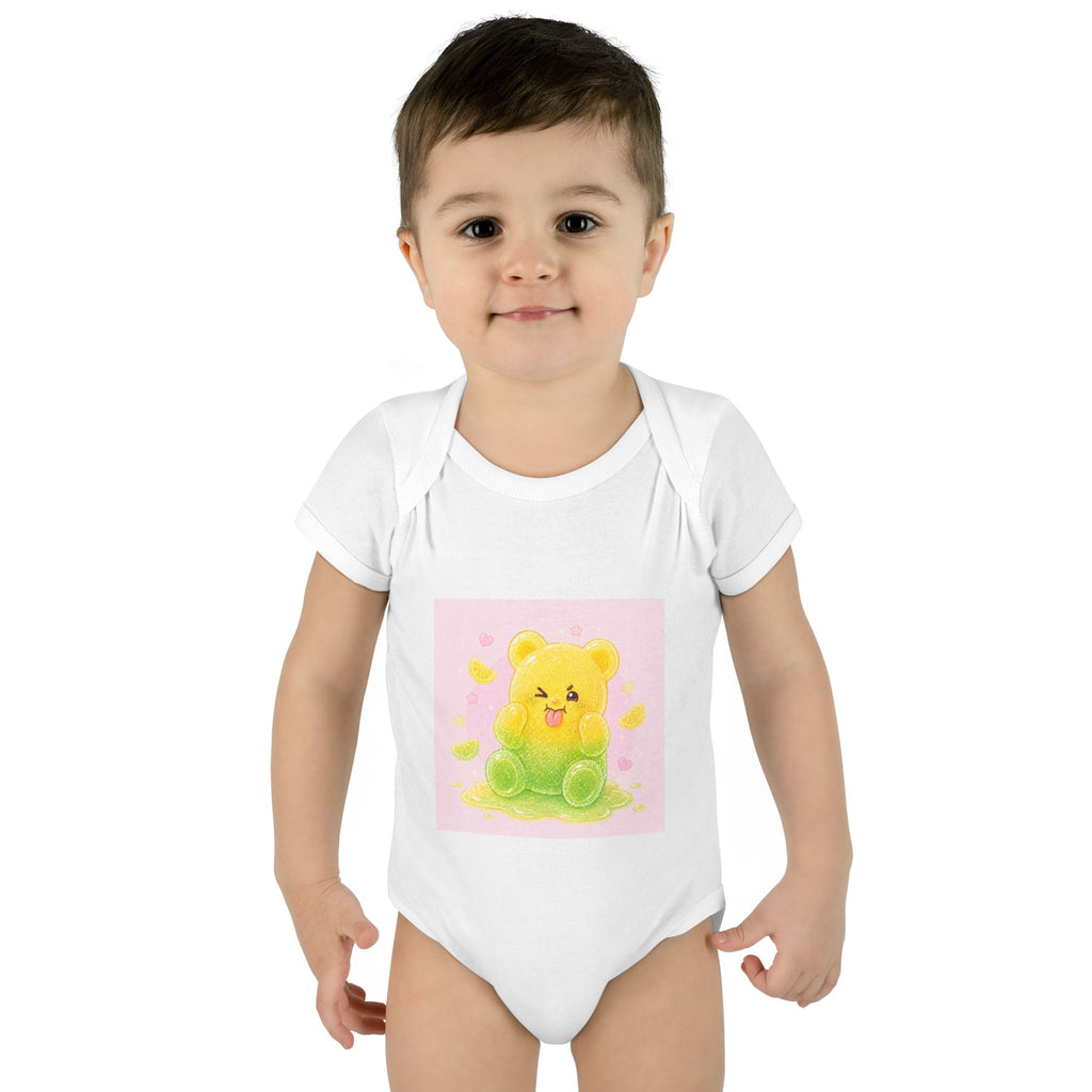 Sour Silly Gummy Gooey Lemon-Lime Bear Illustration Infant Onesie