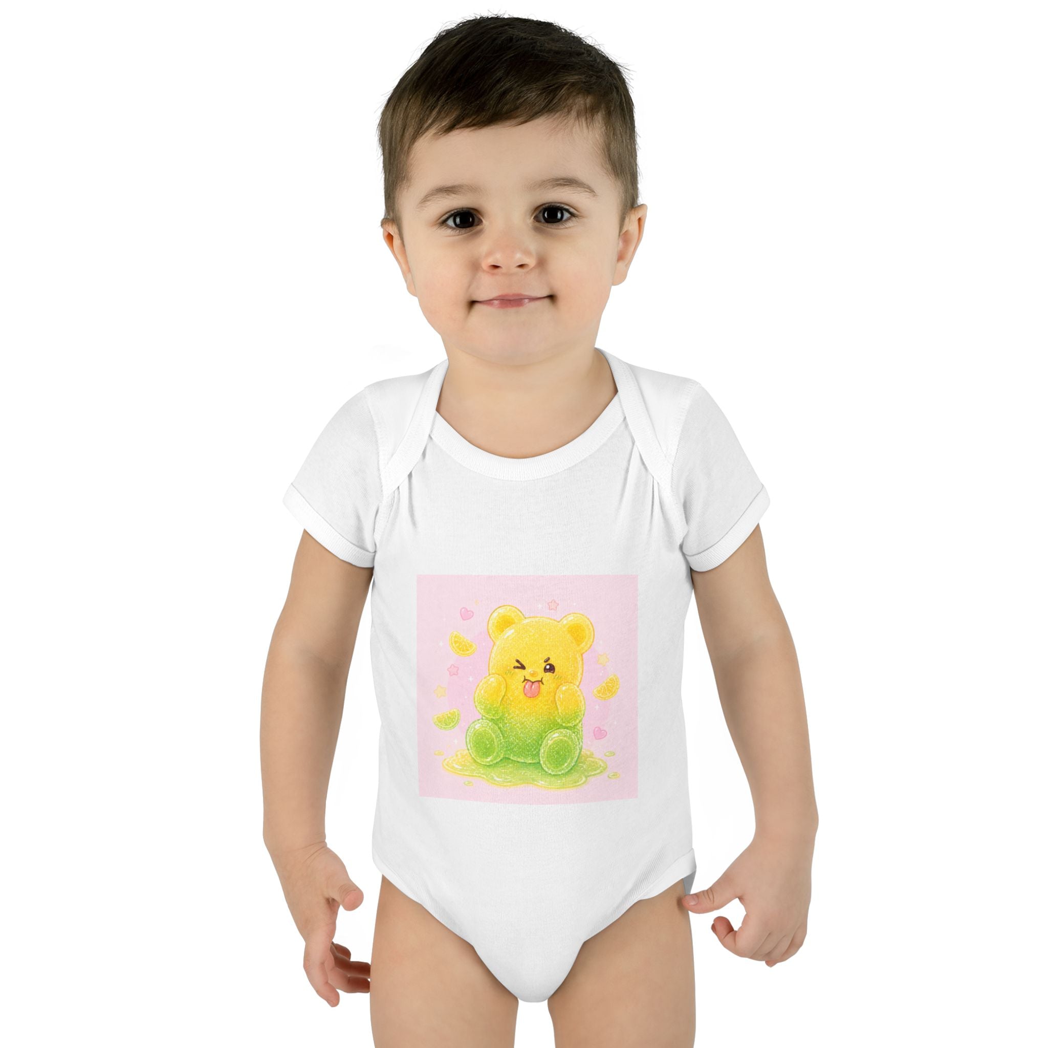 Sour Silly Gummy Gooey Lemon-Lime Bear Illustration Infant Onesie