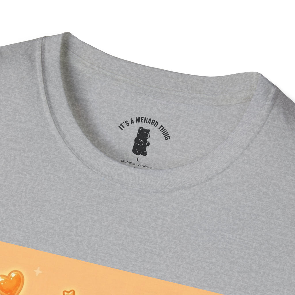 Orange Burst Gooey Gummy Bear T-Shirt —  Kawaii Graphic T-Shirt