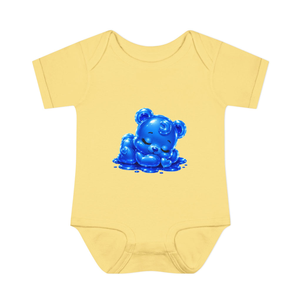 Taking a Nap, Blue Oozy Baby Gummy Bear Cutie Addition- Graphic Onesie