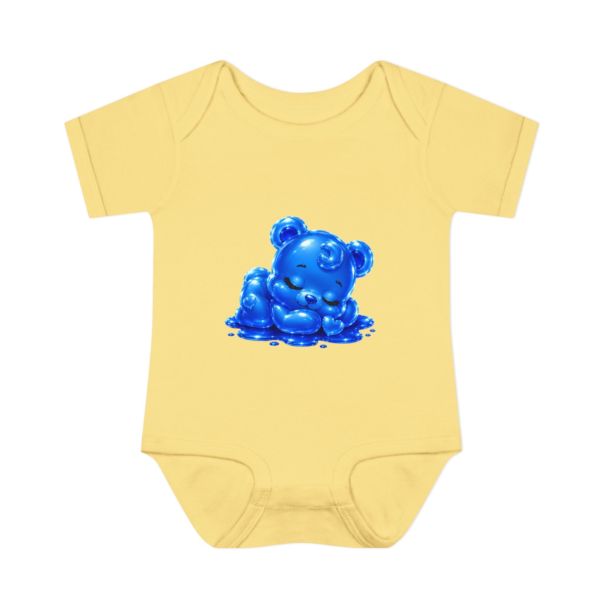 Taking a Nap, Blue Oozy Baby Gummy Bear Cutie Addition- Graphic Onesie