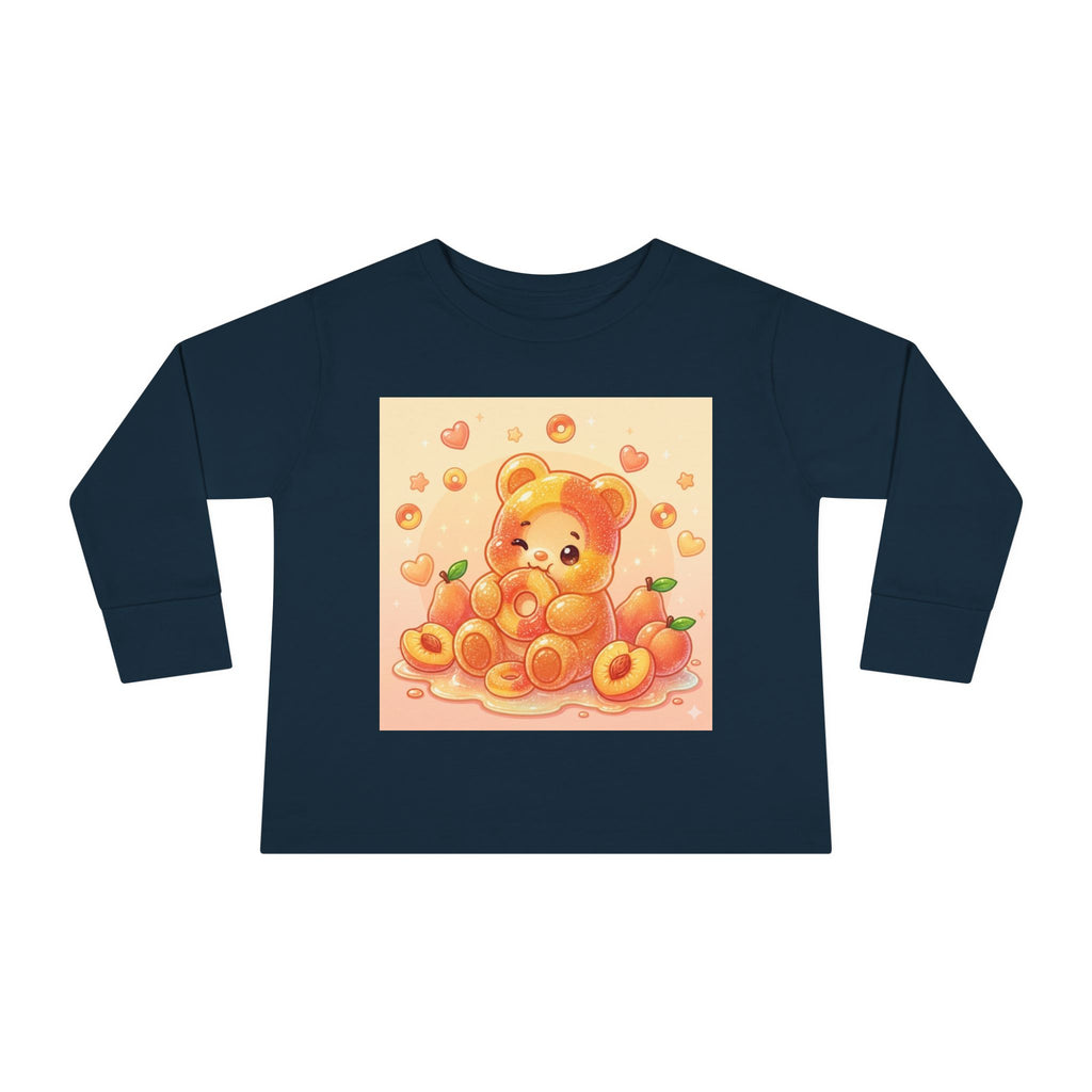 Sweet Peach Ring Candy, Oozy Bear Gummy Friend- Kids Long Sleeve Shirt
