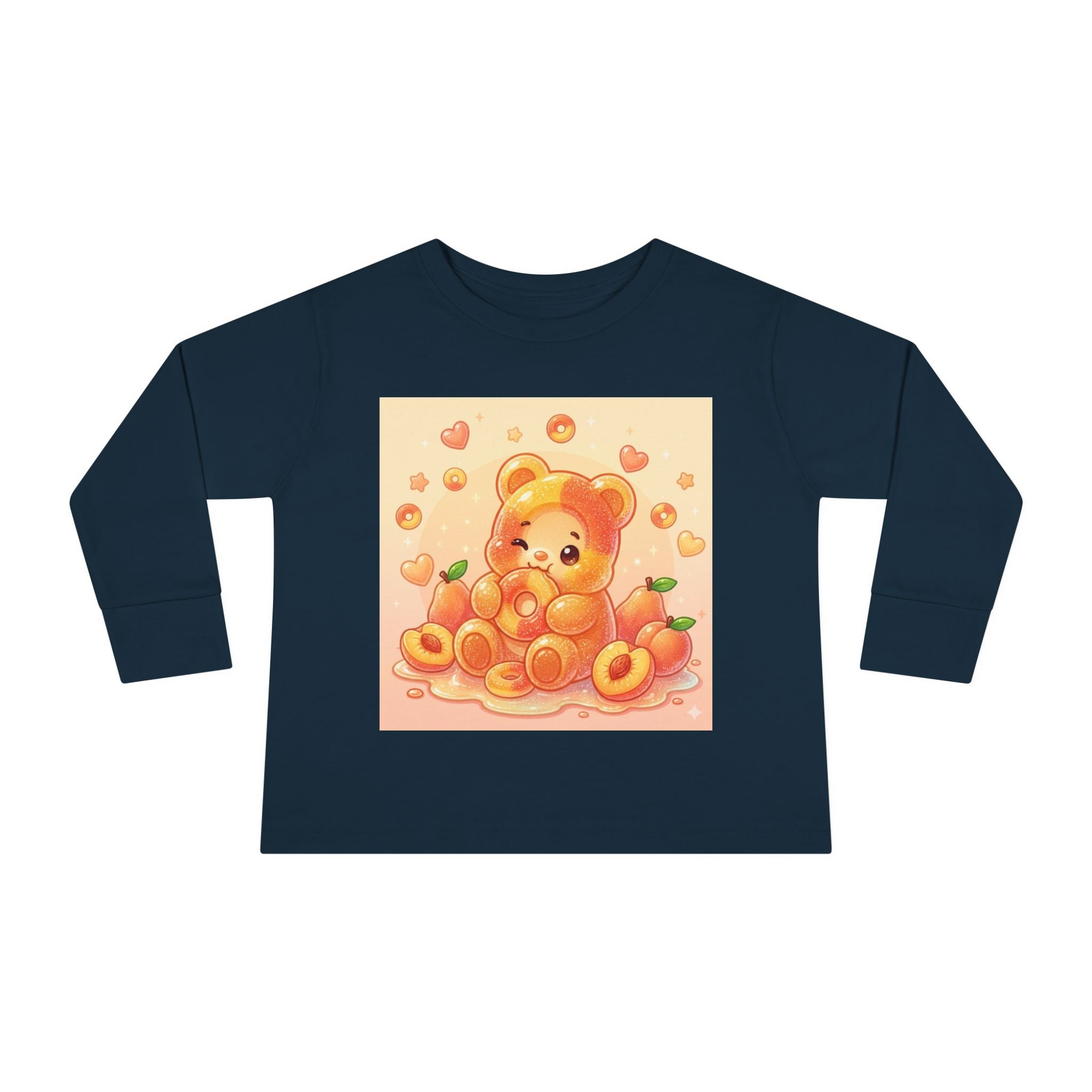 Sweet Peach Ring Candy, Oozy Bear Gummy Friend- Kids Long Sleeve Shirt