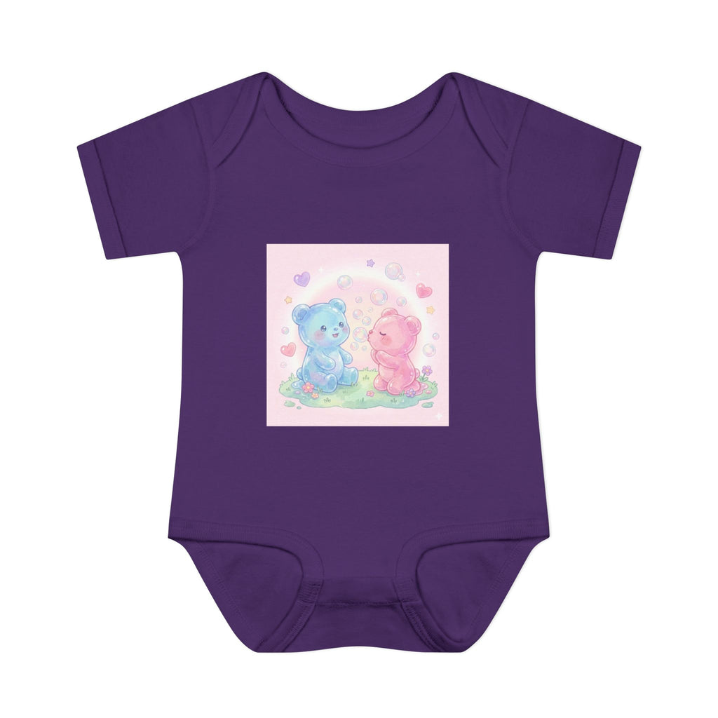 Baby Bodysuit — Pastel Blue & Pink Gooey Gummy Bears Cute Newborn Onesie