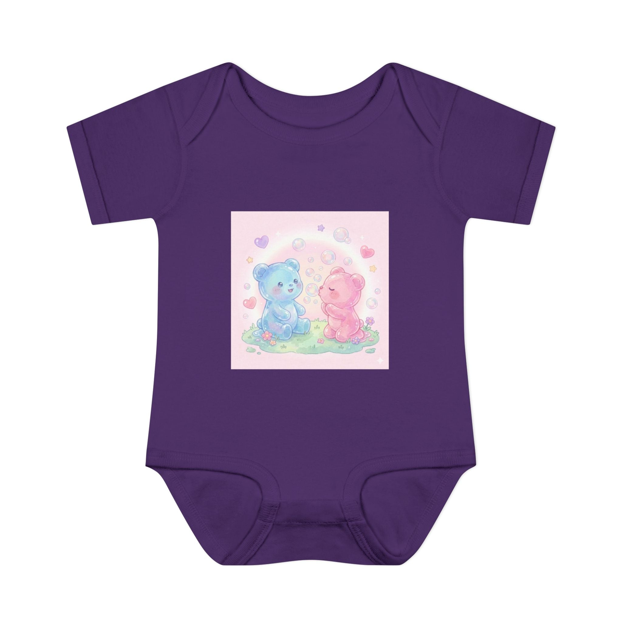 Baby Bodysuit — Pastel Blue & Pink Gooey Gummy Bears Cute Newborn Onesie