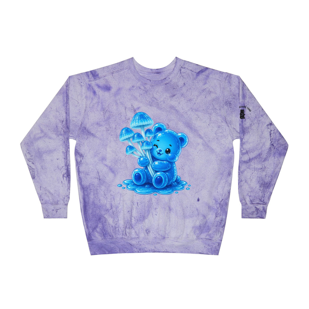 Blue Mushroom Cluster, Gooey Gummy Bear Friend-Kawaii Graphic Sweatshirt