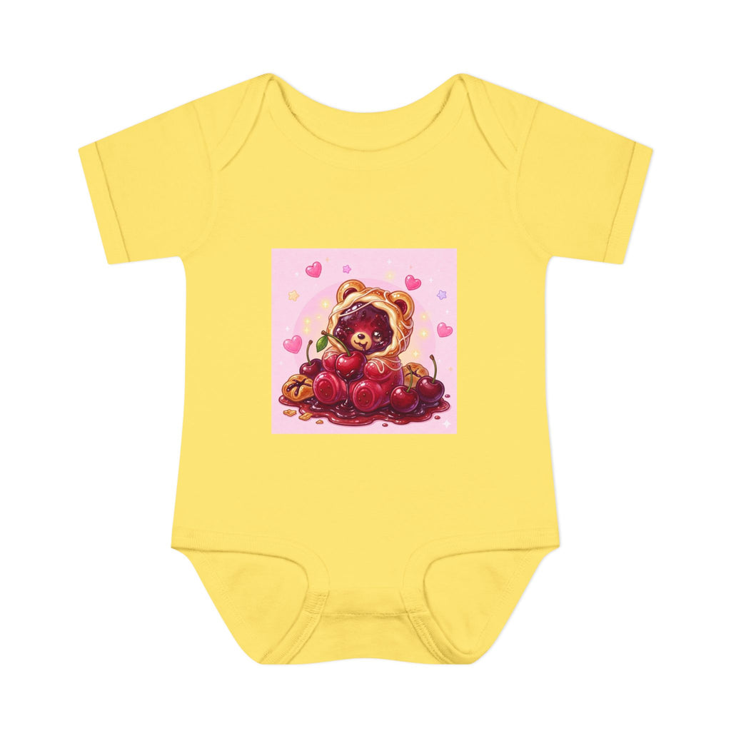 Cherry Danish Gooey Gummy Bear in Puff PJs (Infant Rib Onesie)