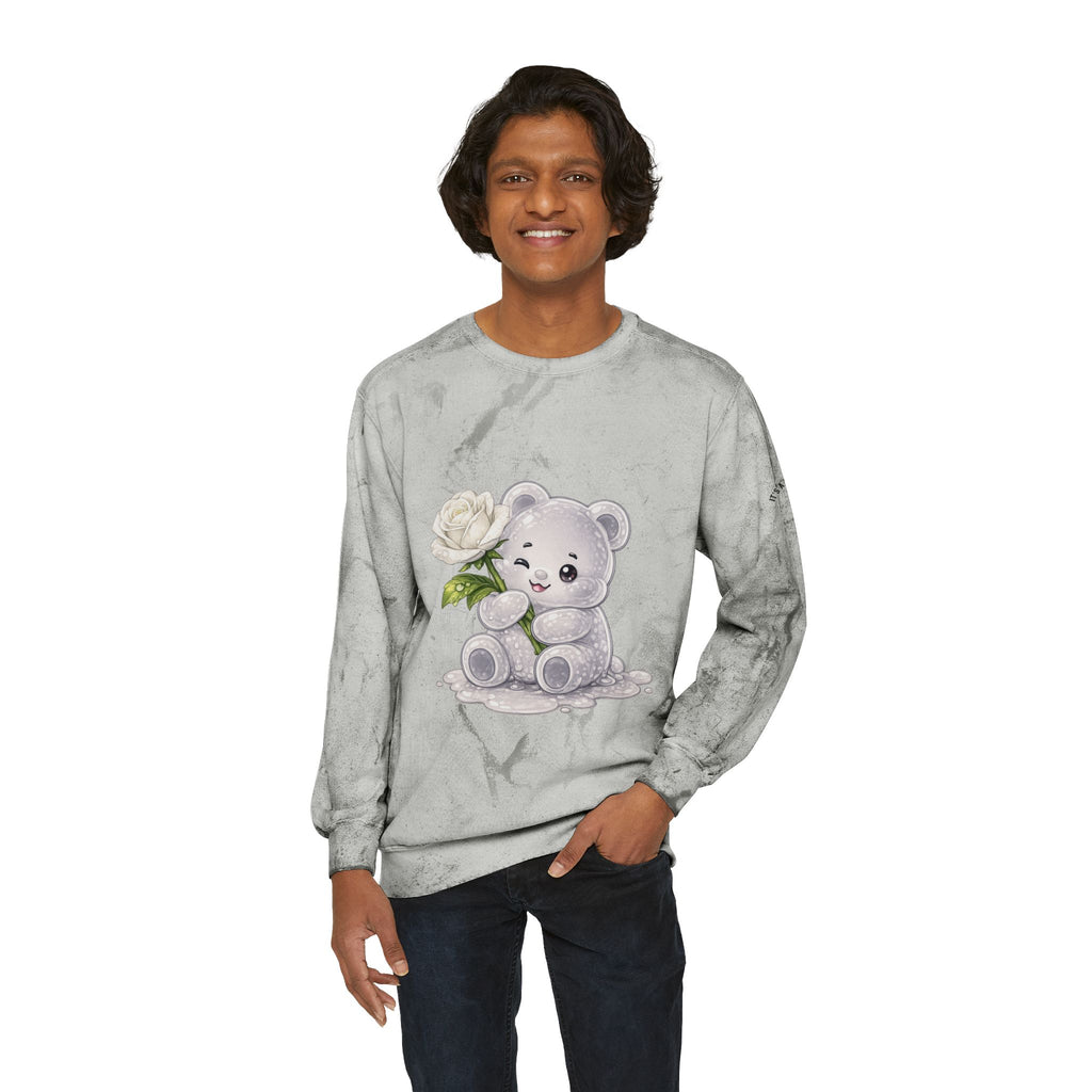 White Rose Beauty, Special Gooey Gummy Bear -Tie-Dye Graphic Sweatshirt