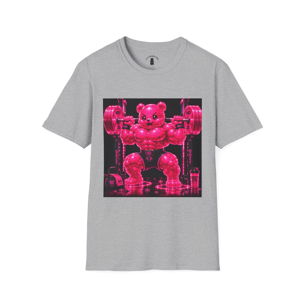 Feeling Like a Work Out, Pink Oozy Buff Bear Gummy Gym Special- Adult Graphic Shirt