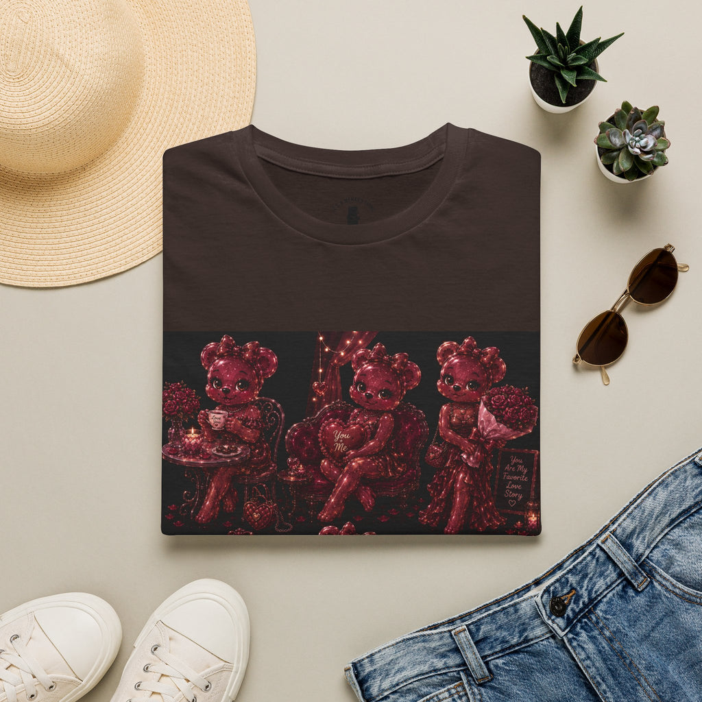 Glitter Wine Red Oozy Gala Bear Pin Up- Adult Graphic Shirt (18+)