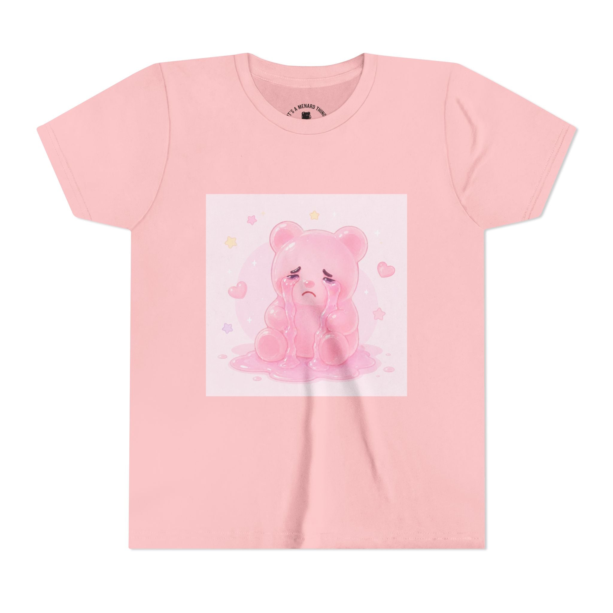 Pink Crying Gooey Gummy Bear Youth Tee – Cute Pastel Graphic Shirt