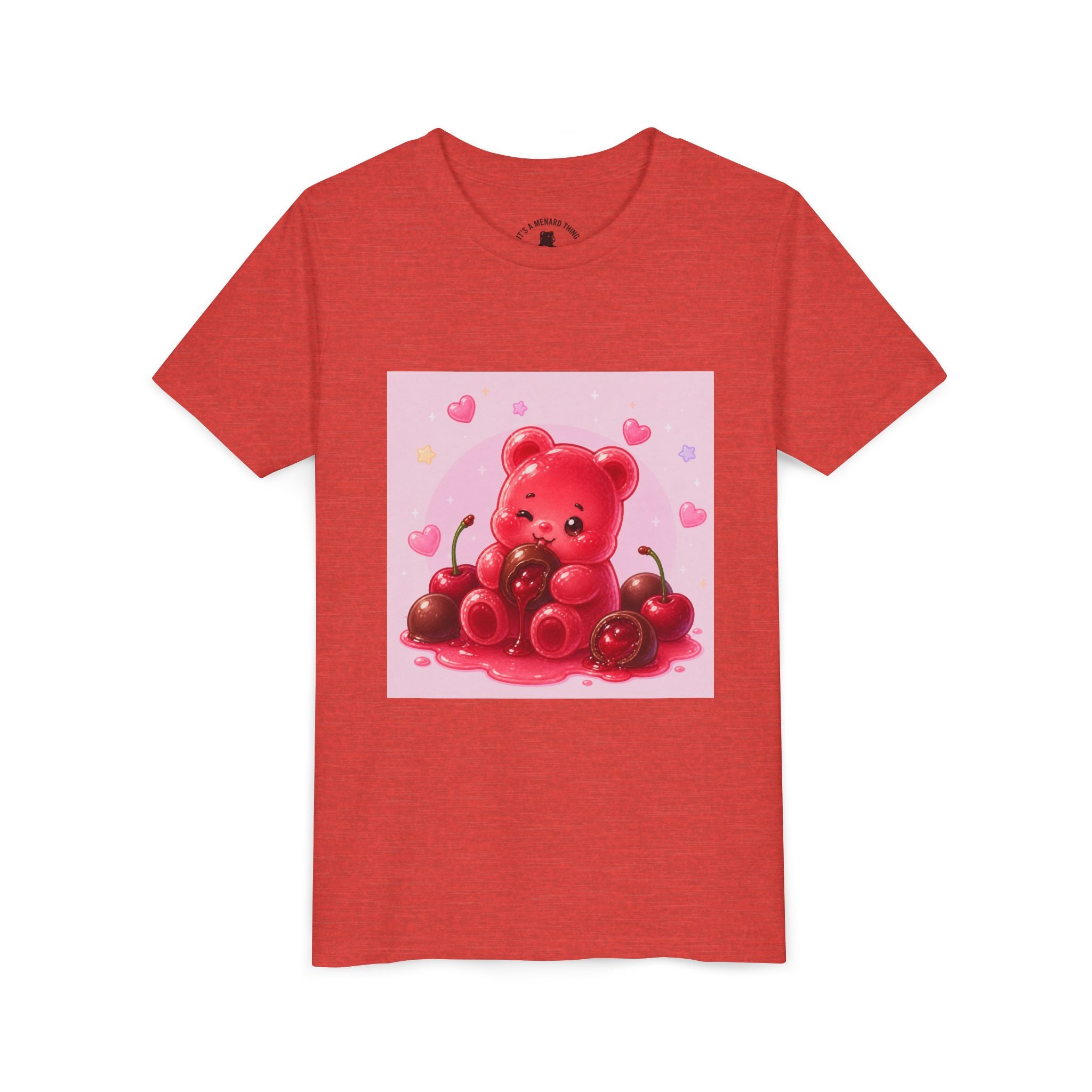 Red Gooey Gummy Bear with Chocolate & Cherries Youth T‑Shirt