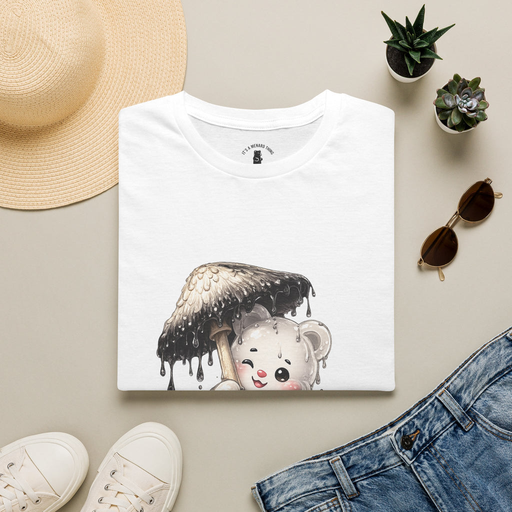 Ink Cap Mushroom Umbrella Special White Oozy Bears Friend- Graphic Shirt