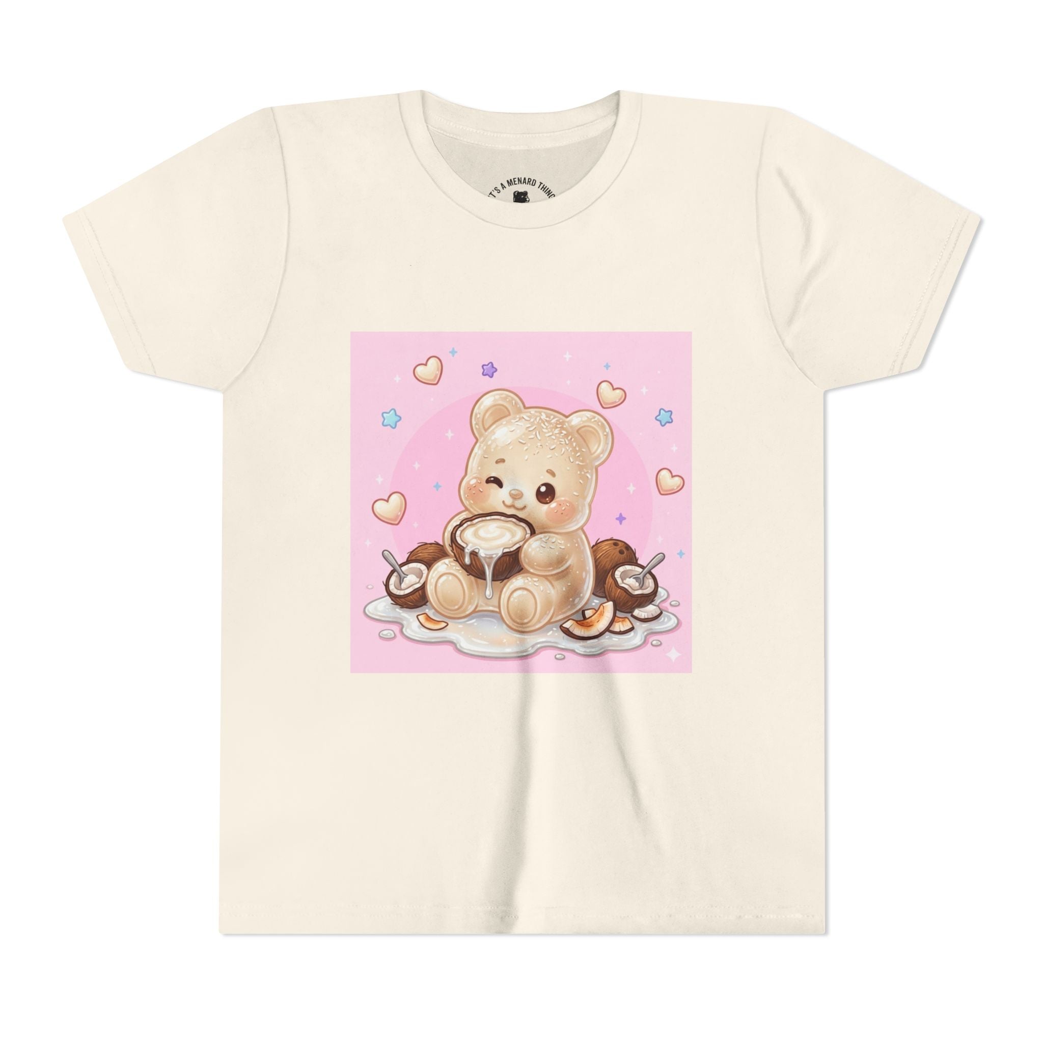 Gooey Gummy Coconut Milk Bear Kids T-Shirt (Pink Hearts)
