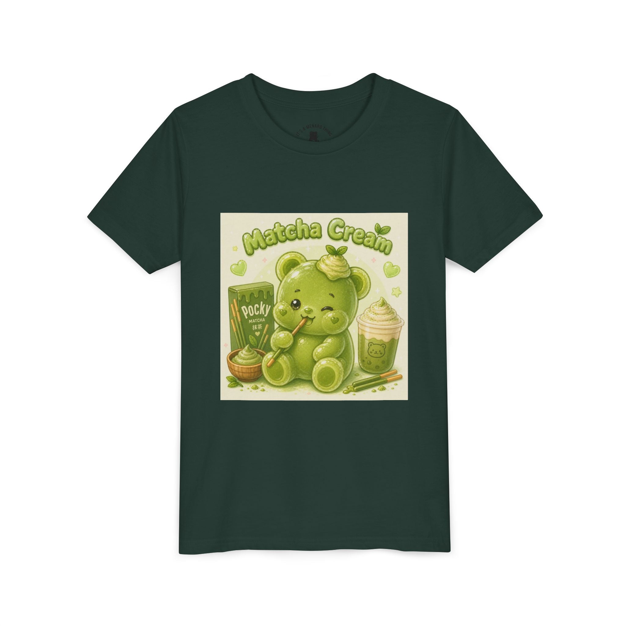 Matcha Cream Gooey Gummy Bear Youth Tee —Pocky & Dessert Graphic