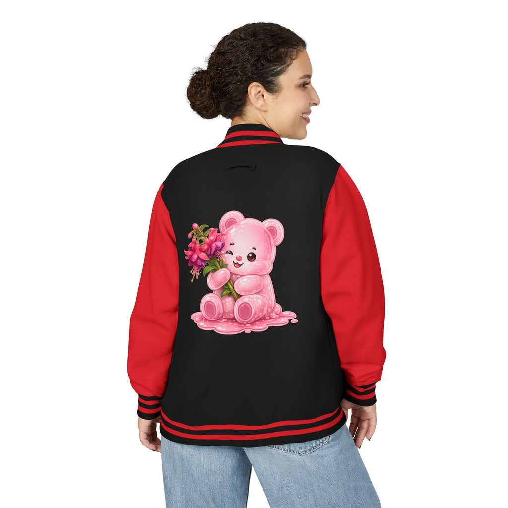 Special Pink Flowers, Pale Oozy Bear Gummy Friend- Lettermen Graphic Jacket
