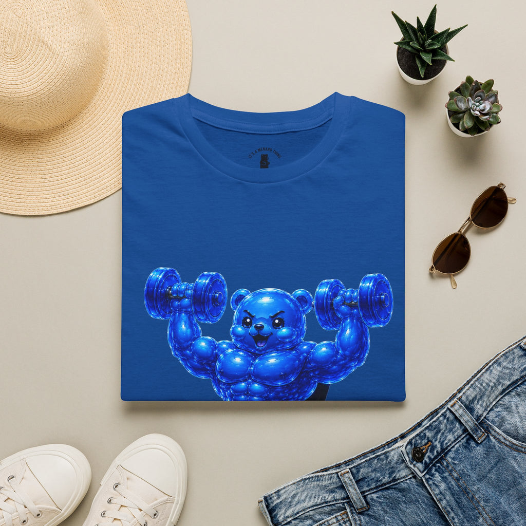 Working out with Bar Bells, Oozy Buff Bear Gummy Special Gym Addition- Adult Graphic Shirt