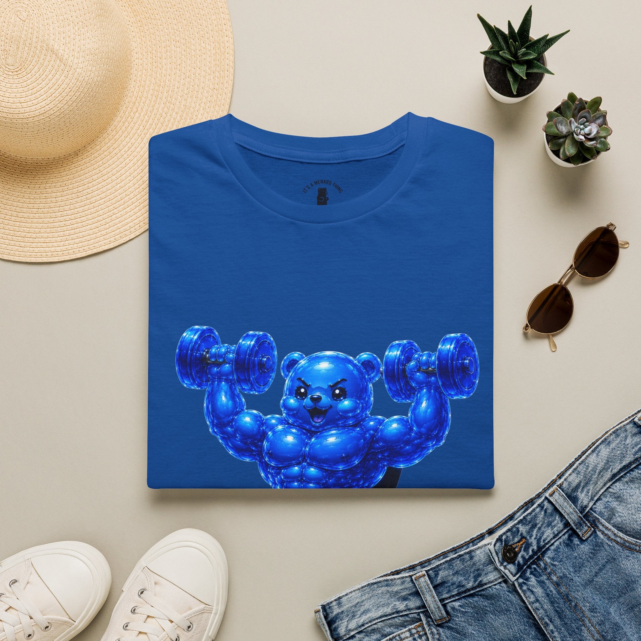 Working out with Bar Bells, Oozy Buff Bear Gummy Special Gym Addition- Adult Graphic Shirt