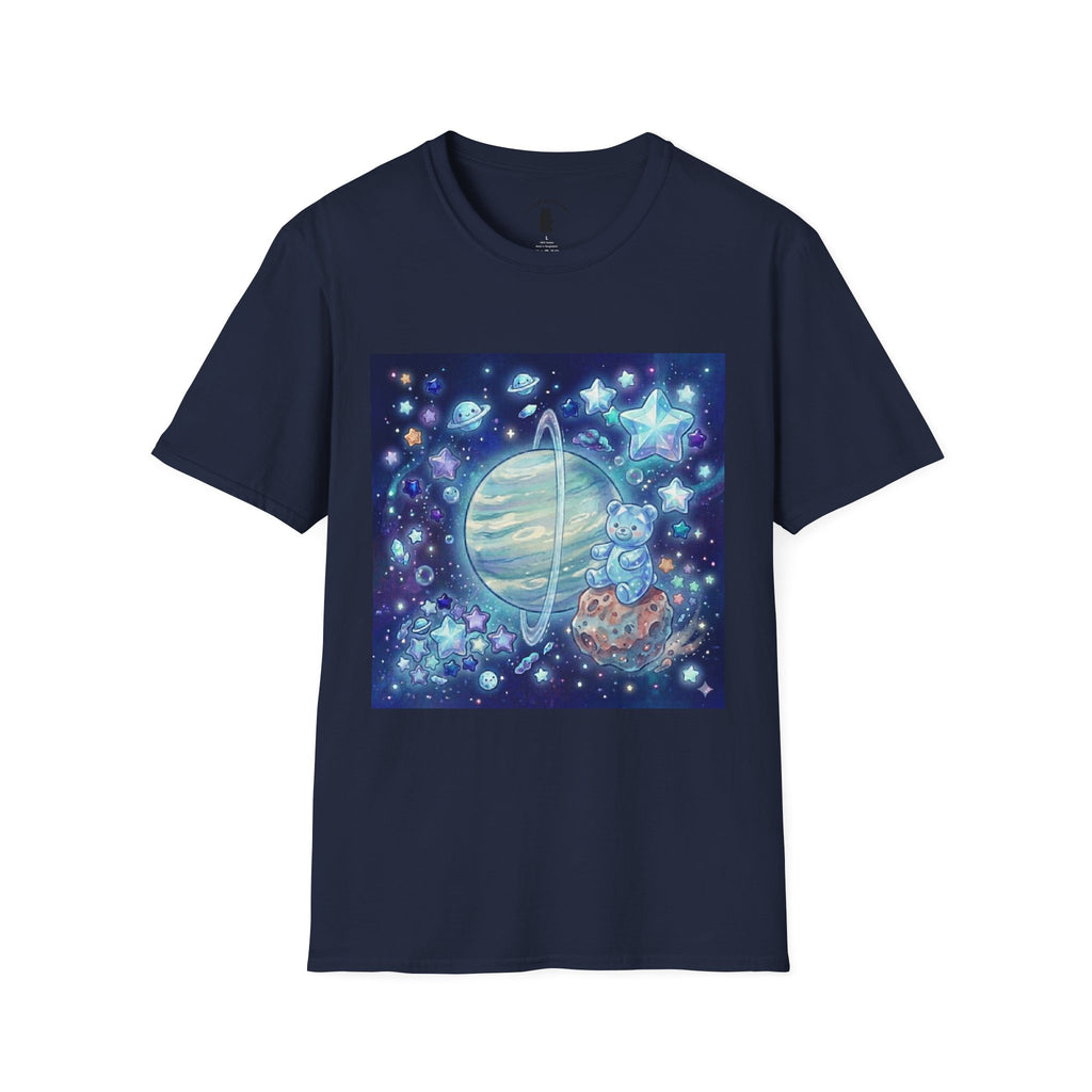Floating By Uranus, Blue Crystal Gooey Gummy Bear- Kawaii Graphic T-Shirt