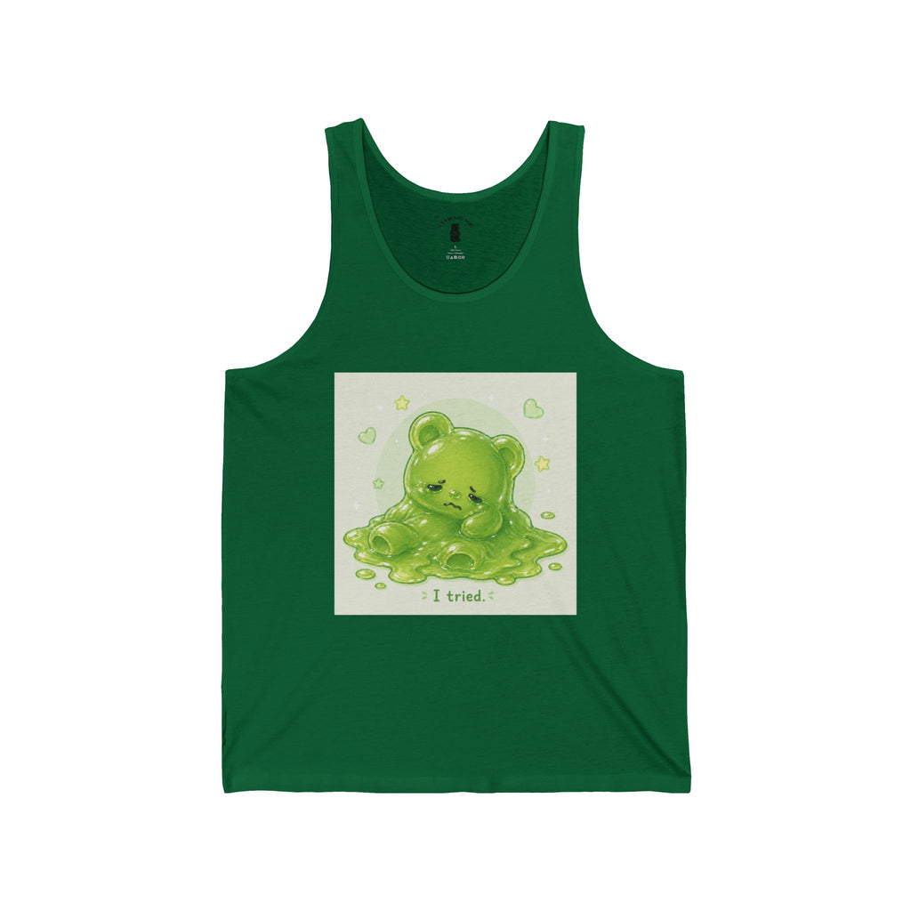 Tired Melting Green Gooey Gummy bear — Kawaii Graphic Tank Top