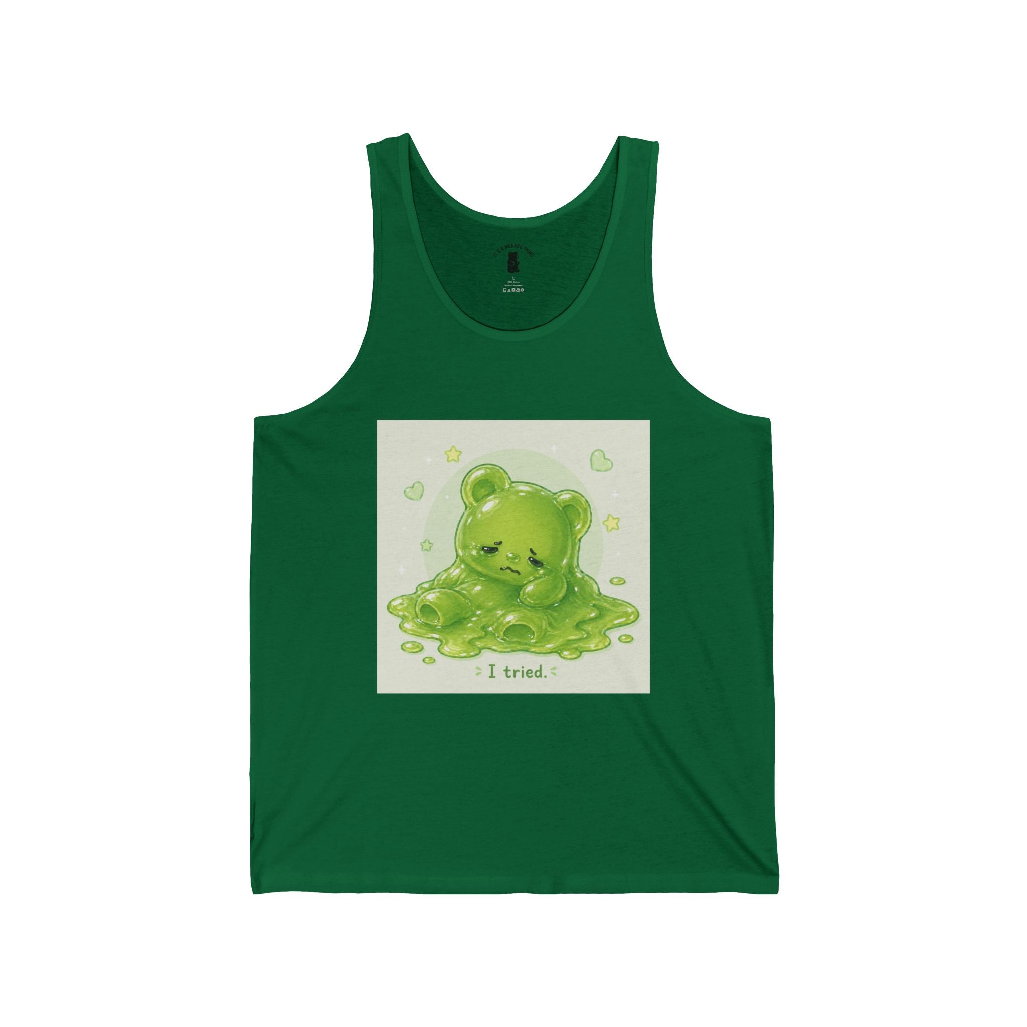 Tired Melting Green Gooey Gummy bear — Kawaii Graphic Tank Top