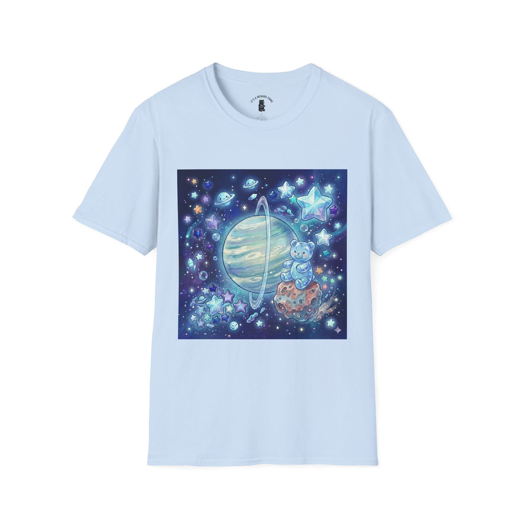 Floating By Uranus, Blue Crystal Gooey Gummy Bear- Kawaii Graphic T-Shirt