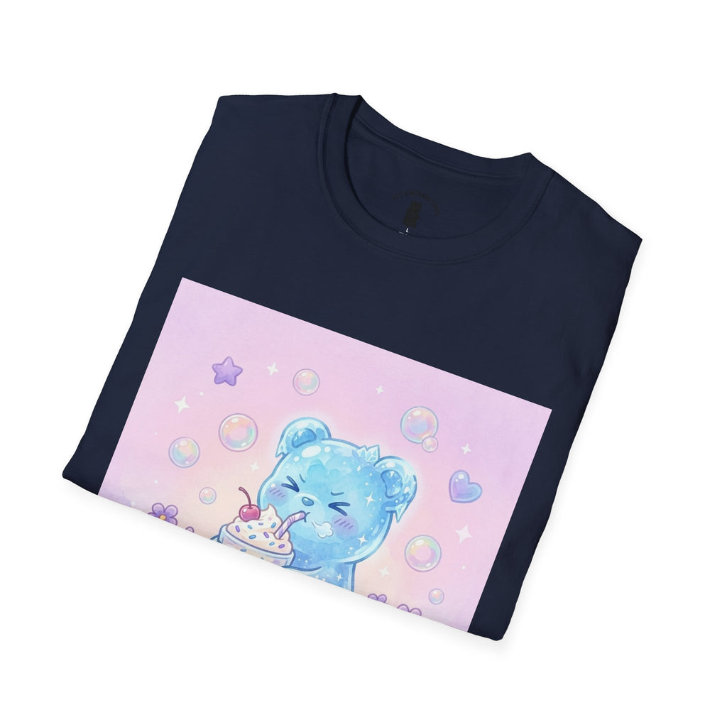 Cute Blue Iced Milkshake, Gooey Gummy Bear — Pastel Kawaii Graphic Tee