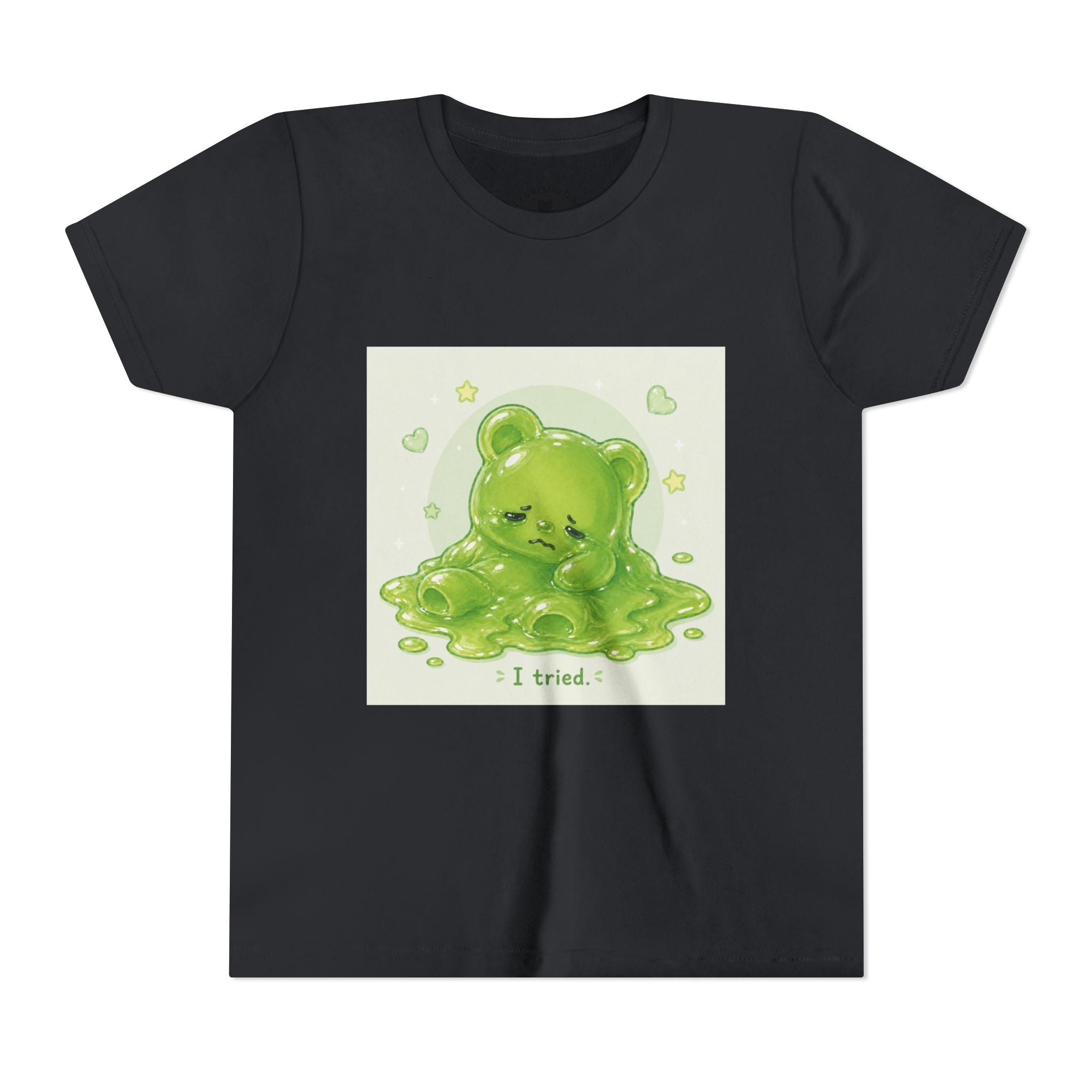 Melting Green Gooey Gummy Bear "I tried." Graphic T-Shirt