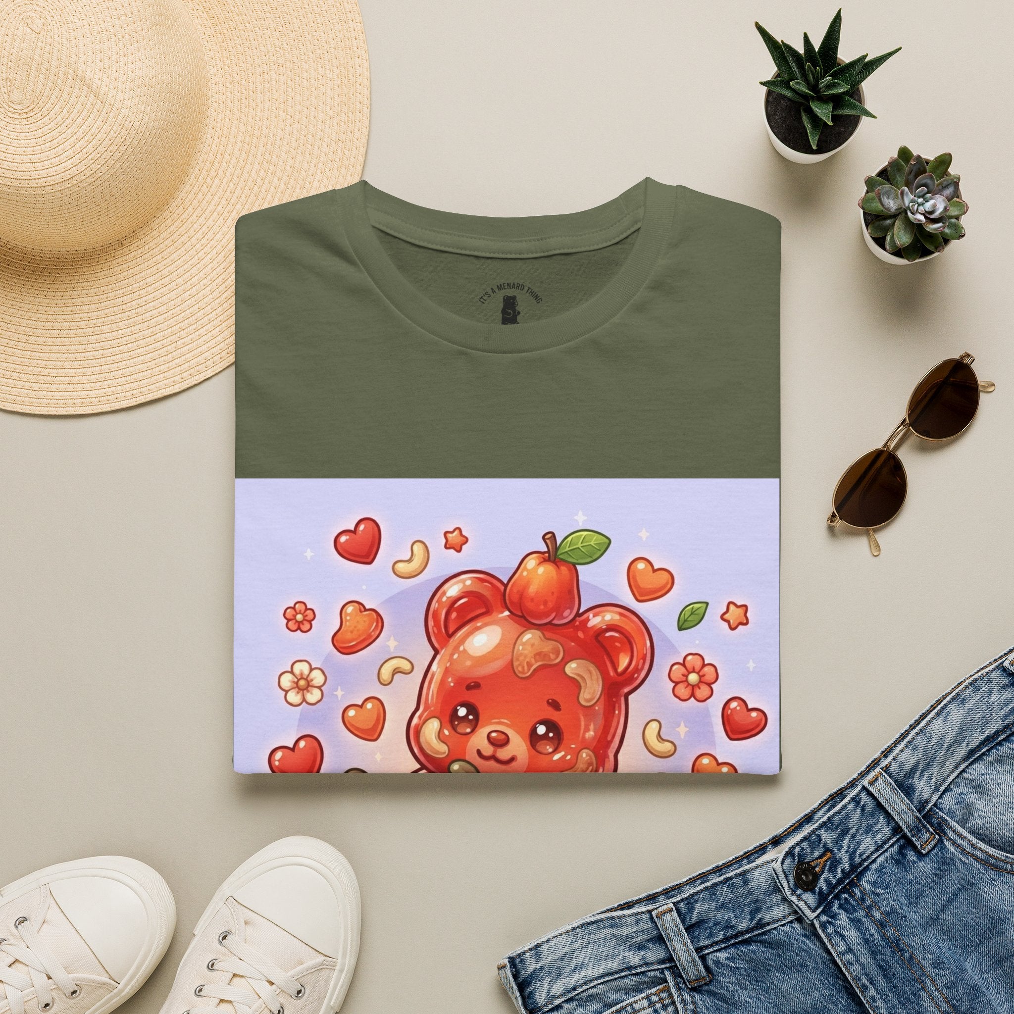 Scrumptious Cashew Apple, Oozy Gummy Bear Friend — Kawaii Graphic Shirt