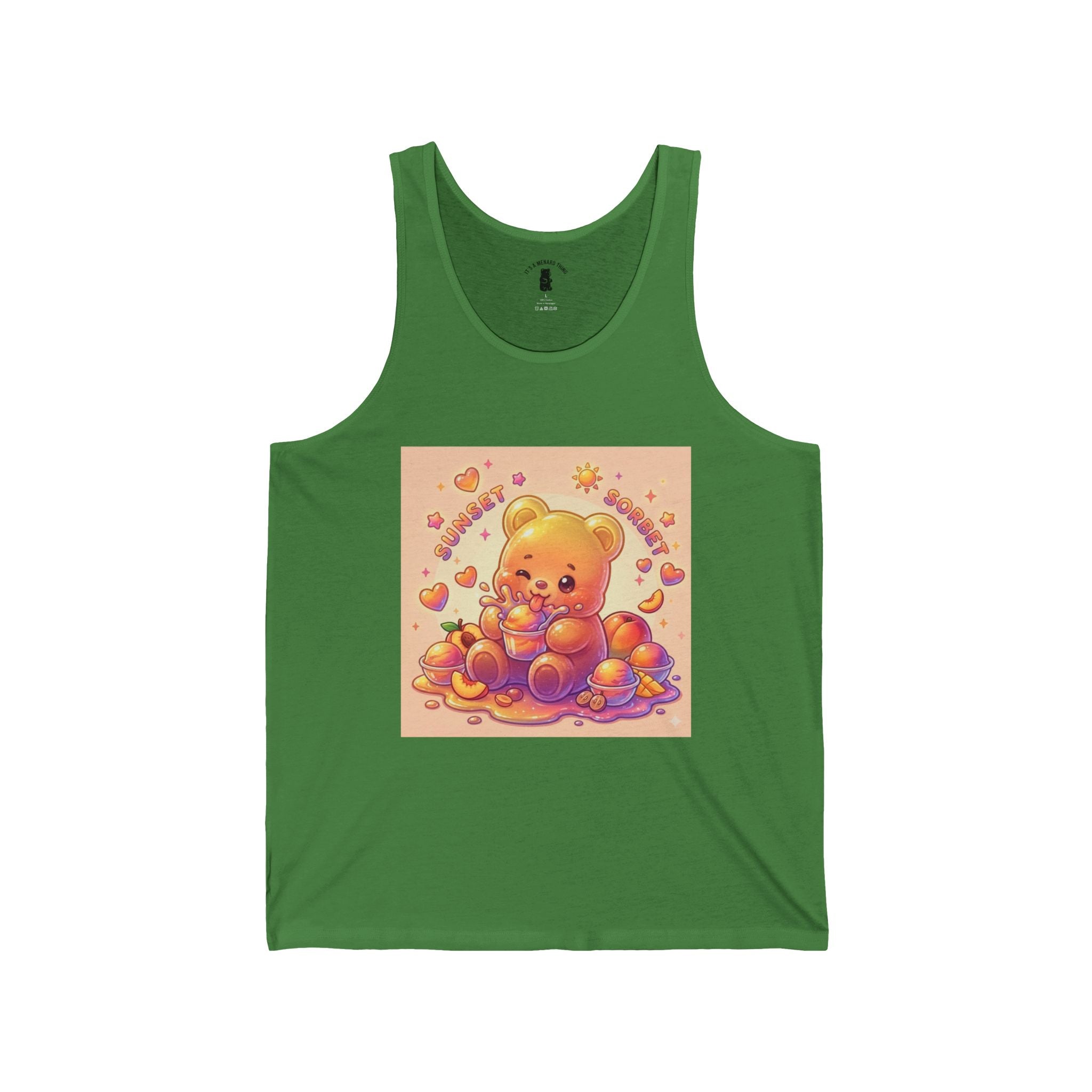 Sunset sunny Sorbet Dream, Peach Gooey Gummy Bear — Kawaii Graphic Tank Top