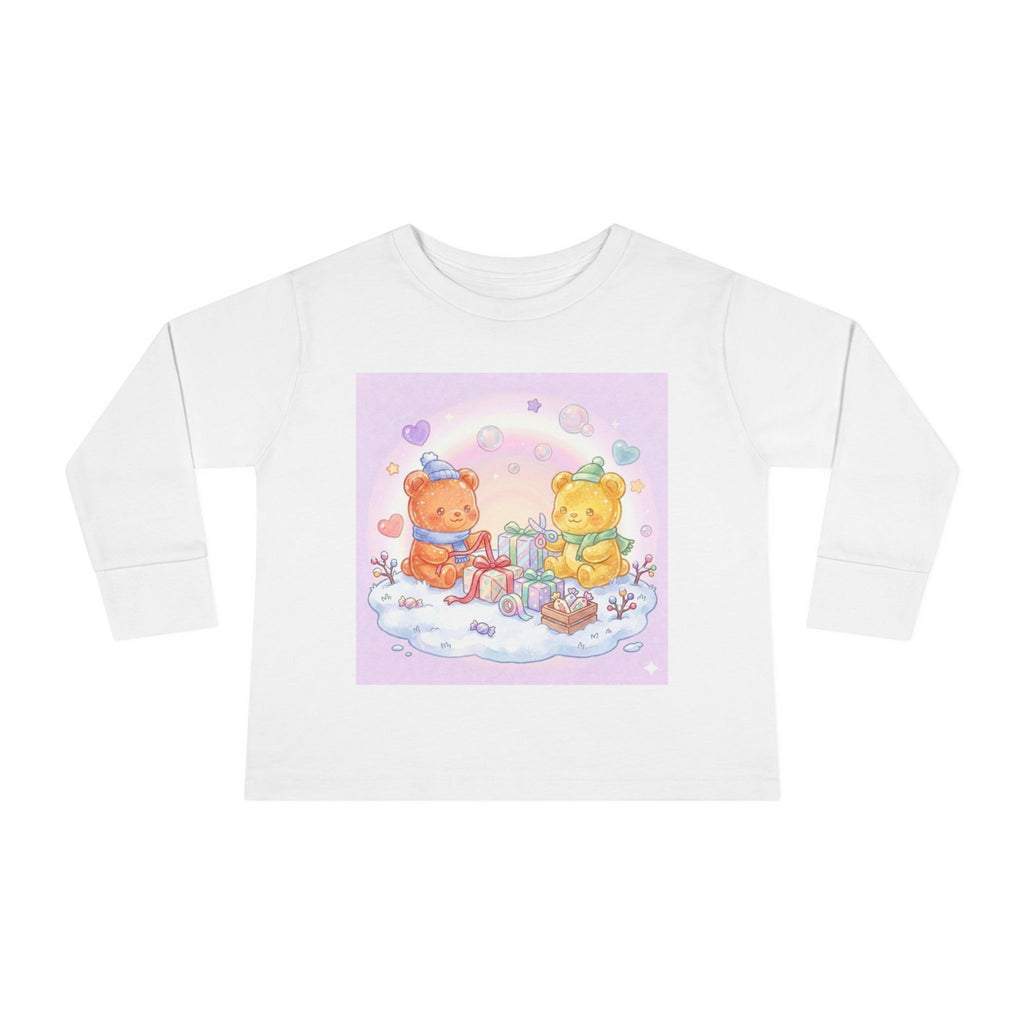 Holiday Gift Giving, Oozy Bear Friends In Snow- Graphic Long Sleeve Shirt