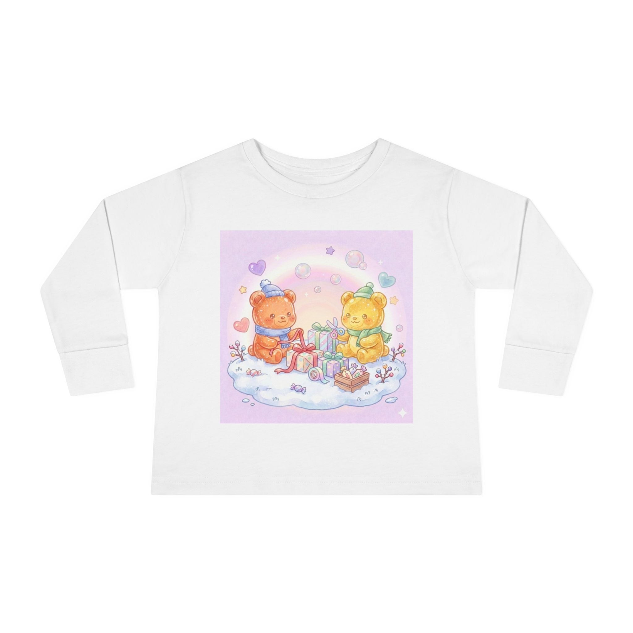 Holiday Gift Giving, Oozy Bear Friends In Snow- Graphic Long Sleeve Shirt