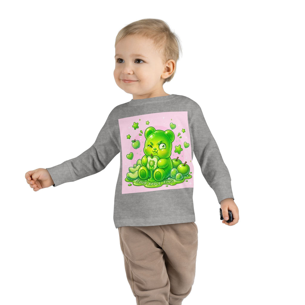 Green Sour Apple, Oozy Gummy Bear Friends- Kids Long Sleeve Shirt